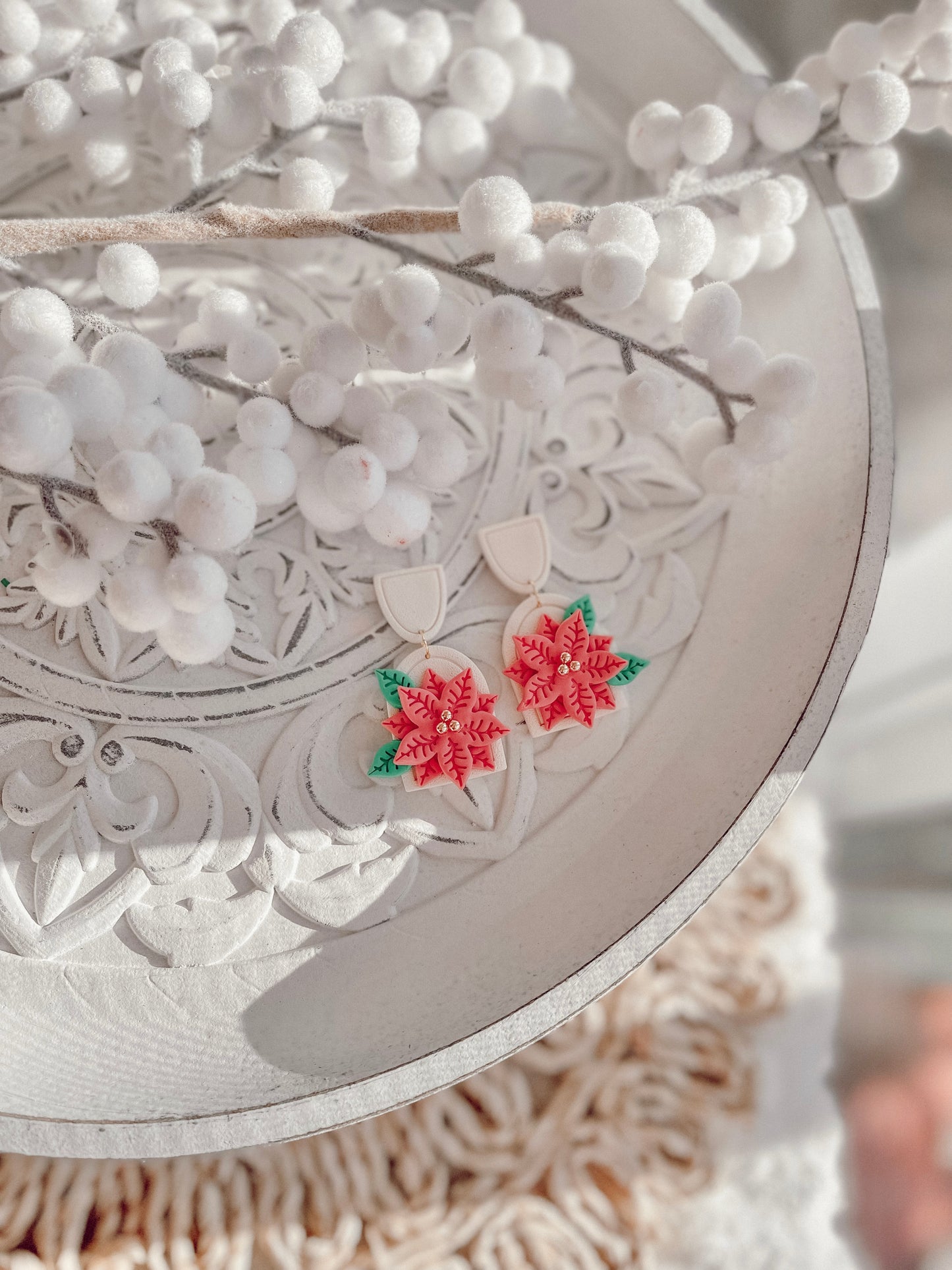 Pink Poinsettia Dangles // Holiday 22