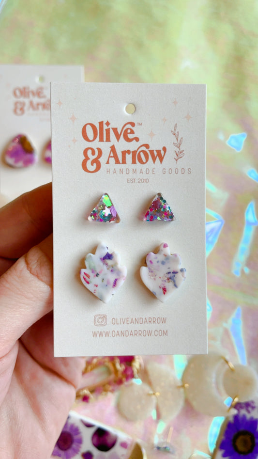 Crushed Flower + Fairy Sparkle Stud Pack // Spring Collection
