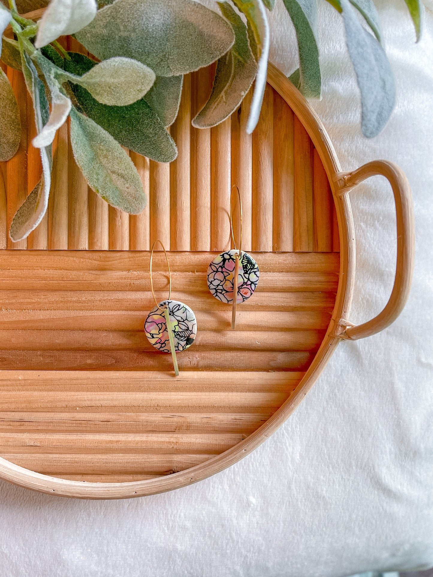 Floral Scrappy Gold Bar Hoops // Jackson Collection