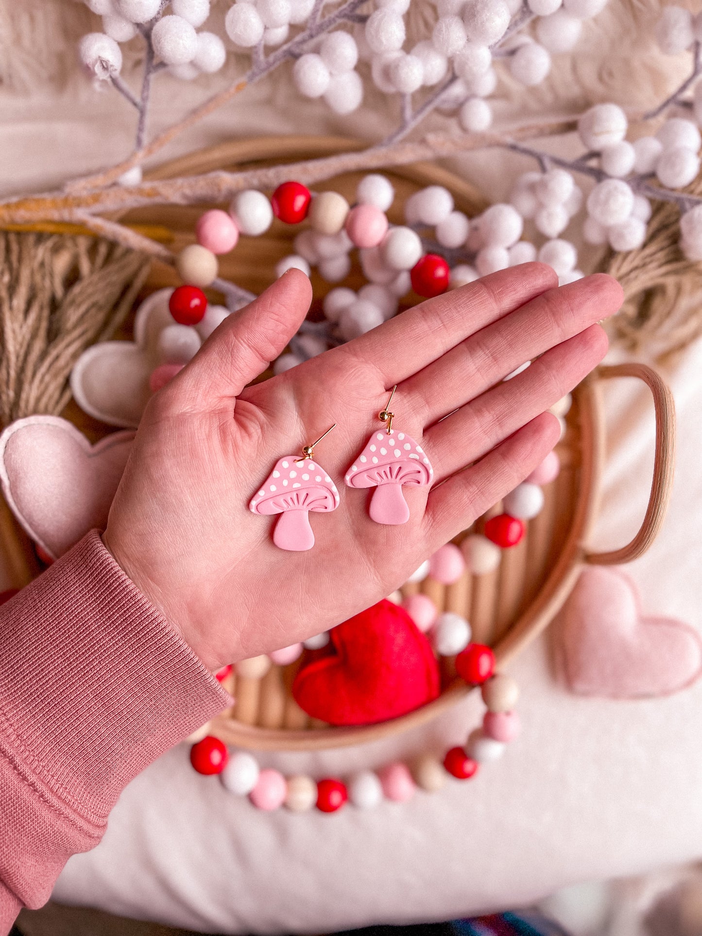 Pink Shroomie Dangles // Valentines 2022 Collection