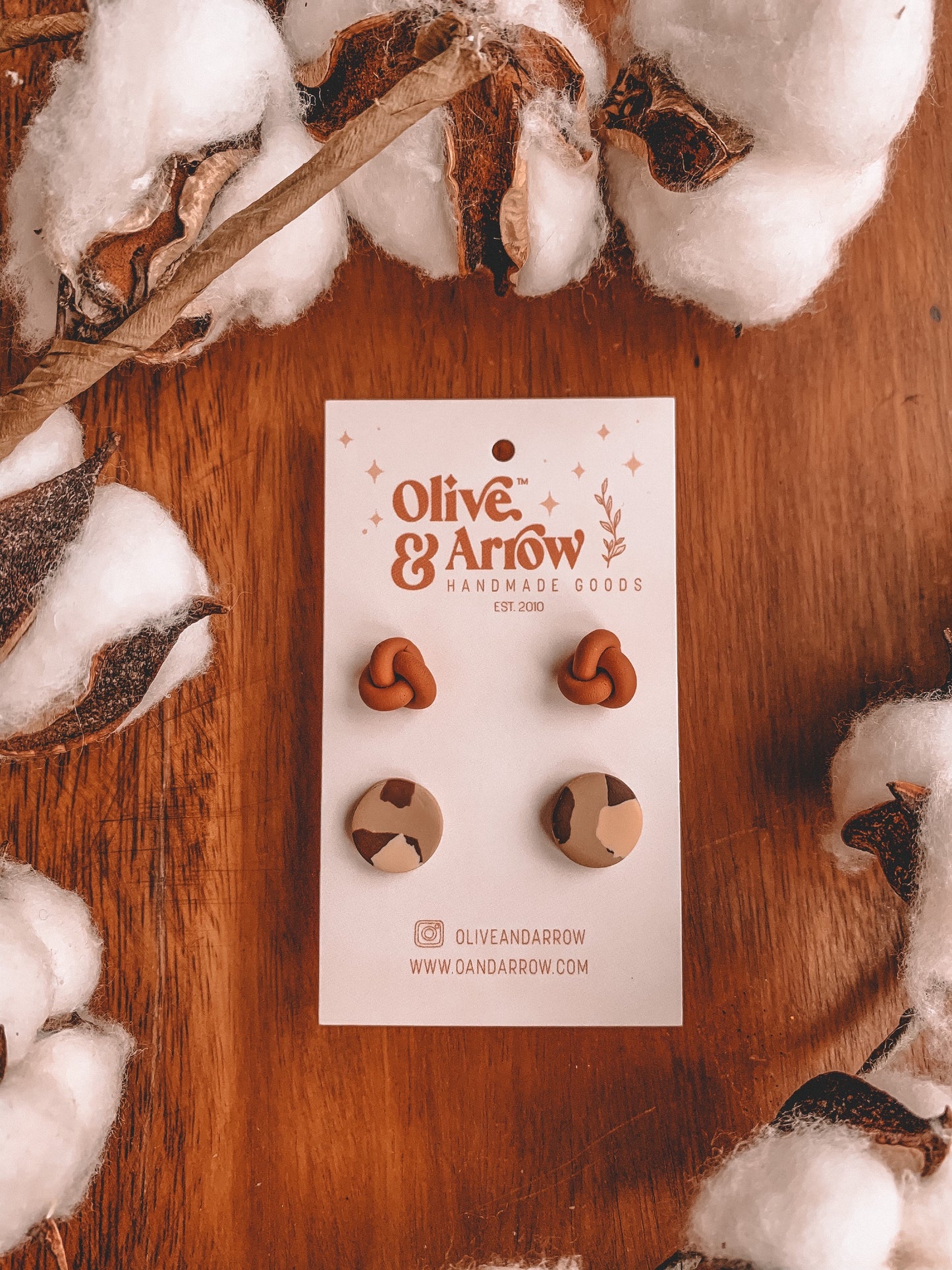 KNOT + LEOPARD STUDS // Terracotta