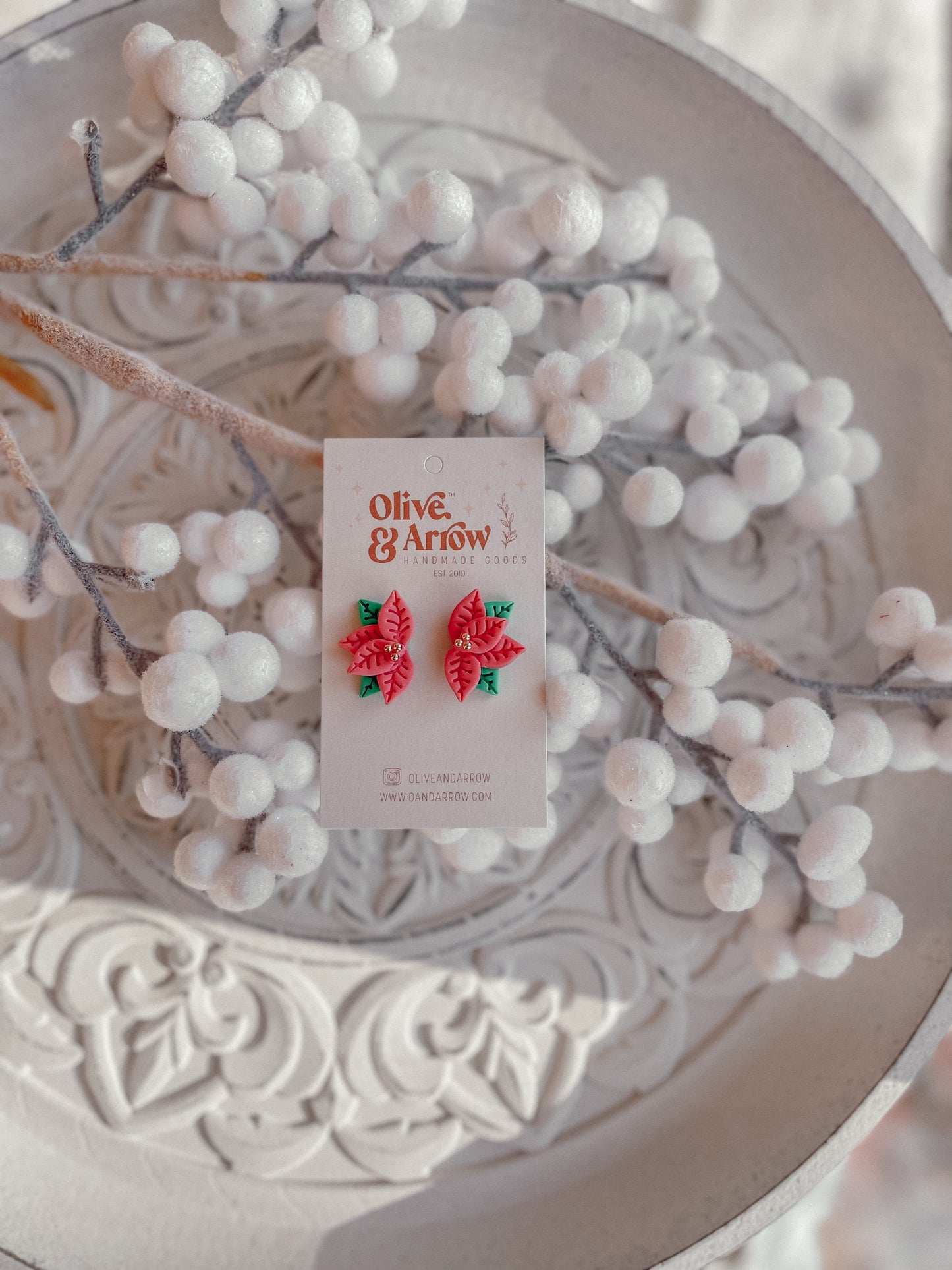 Pink Poinsettia Studs // Holiday 22