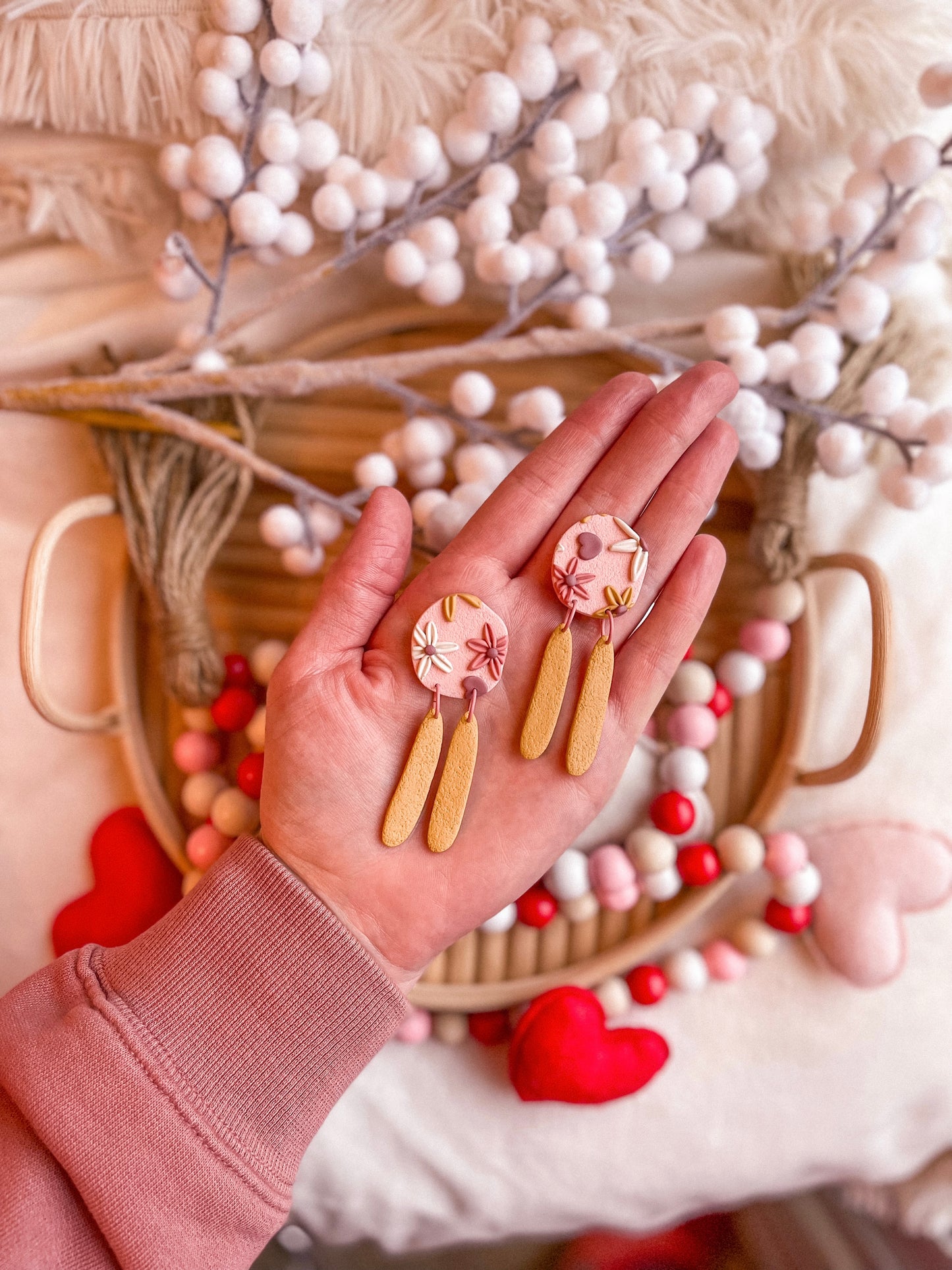 Floral Mustard Textured Dangles // Valentines 2022 Collection