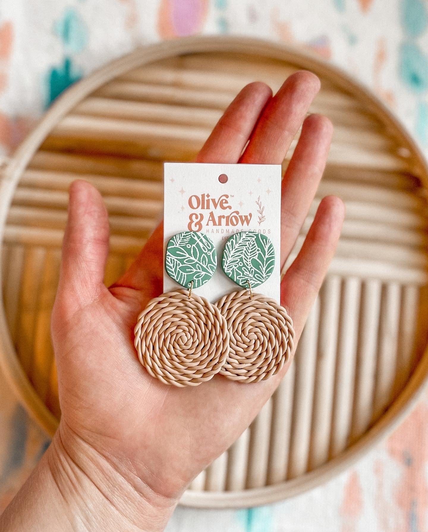Rattan + Plants Print Dangles // Summer Collection
