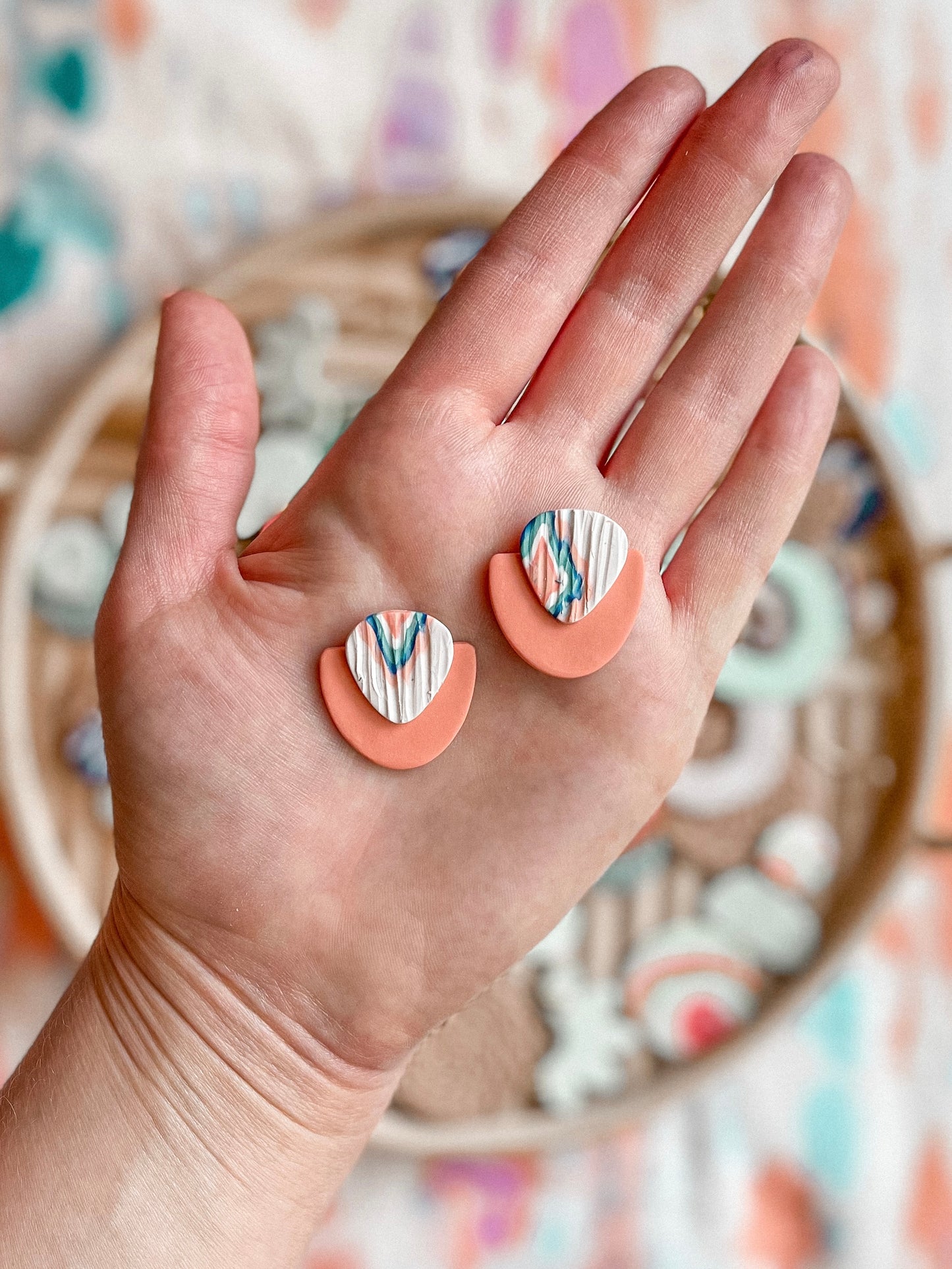 Kilim + Peach Statement Studs // Summer Collection