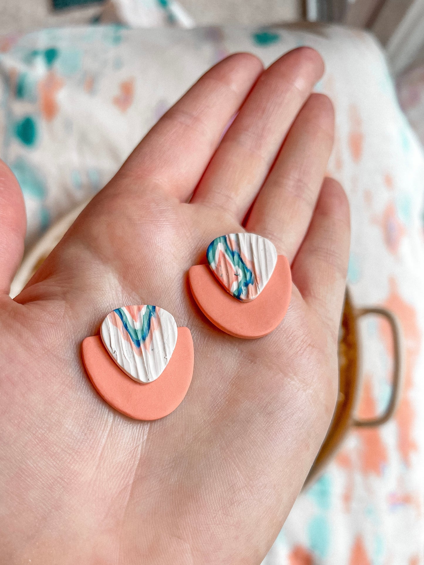 Kilim + Peach Statement Studs // Summer Collection