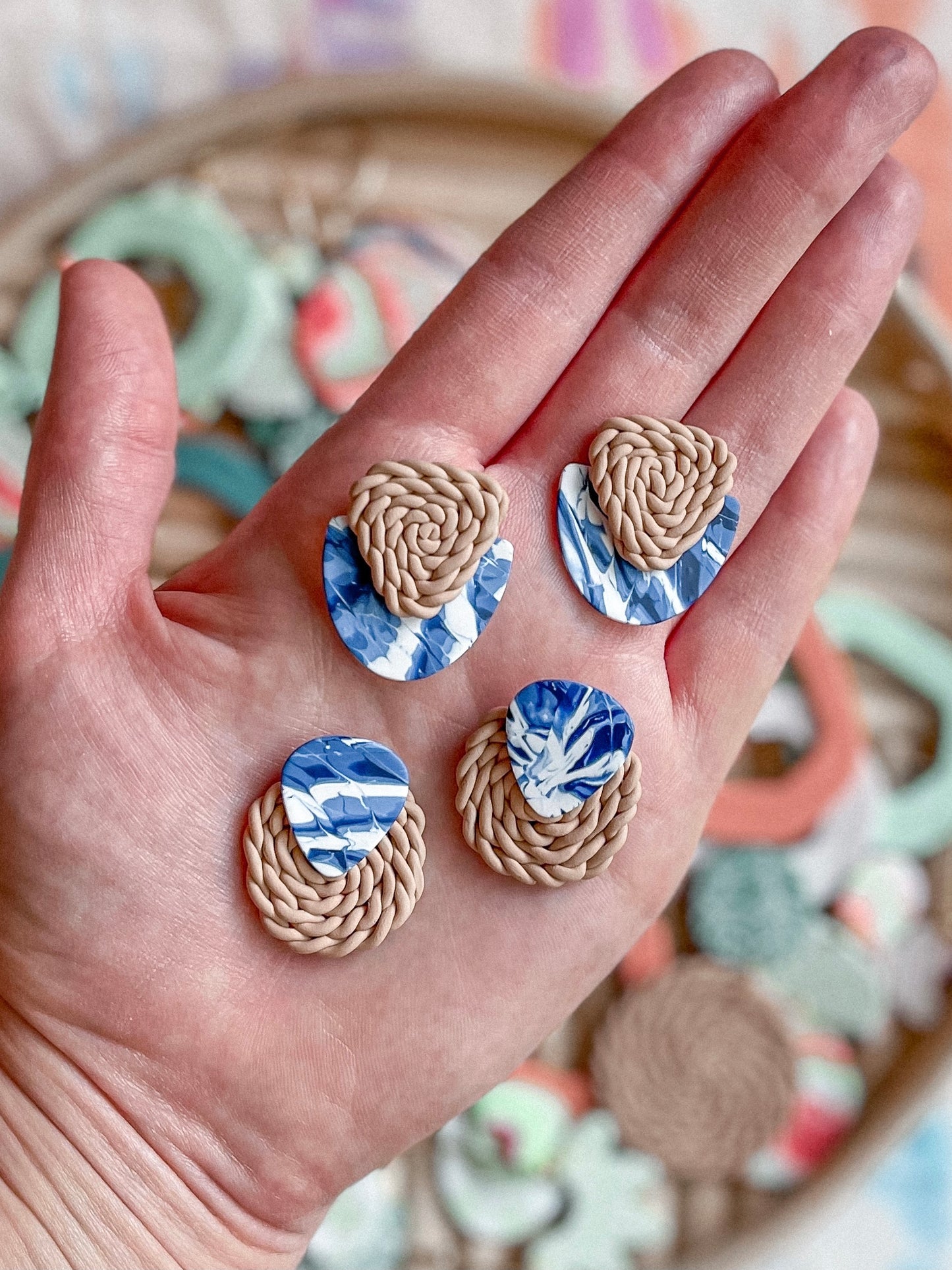 Shibori Tie Dye + Rattan Statement Studs // Summer Collection
