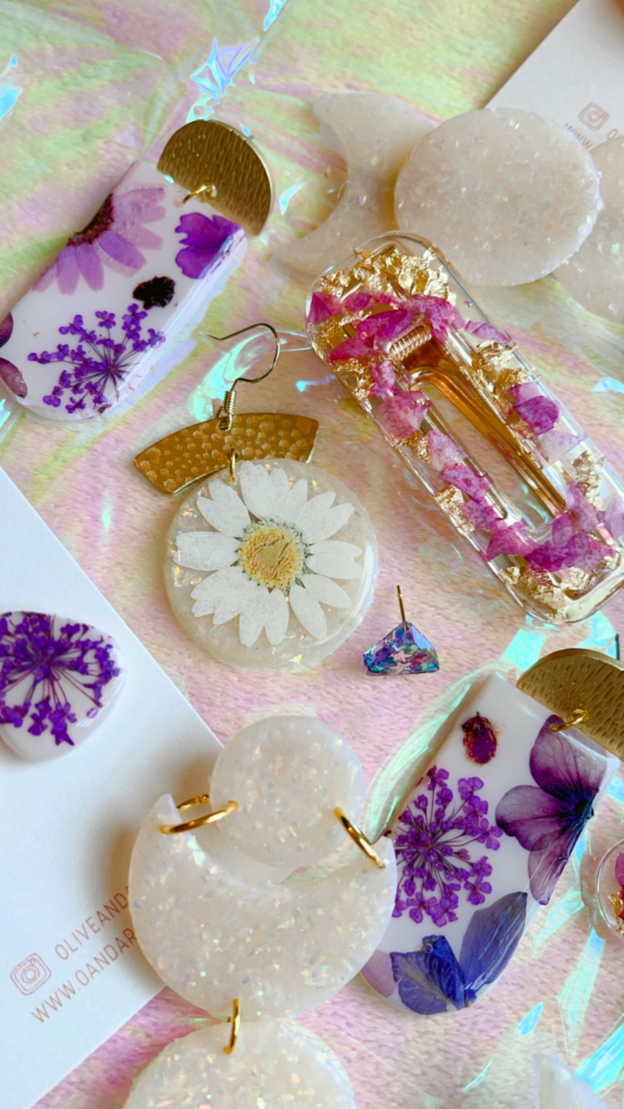 Violet Pressed Floral Studs // Spring Collection