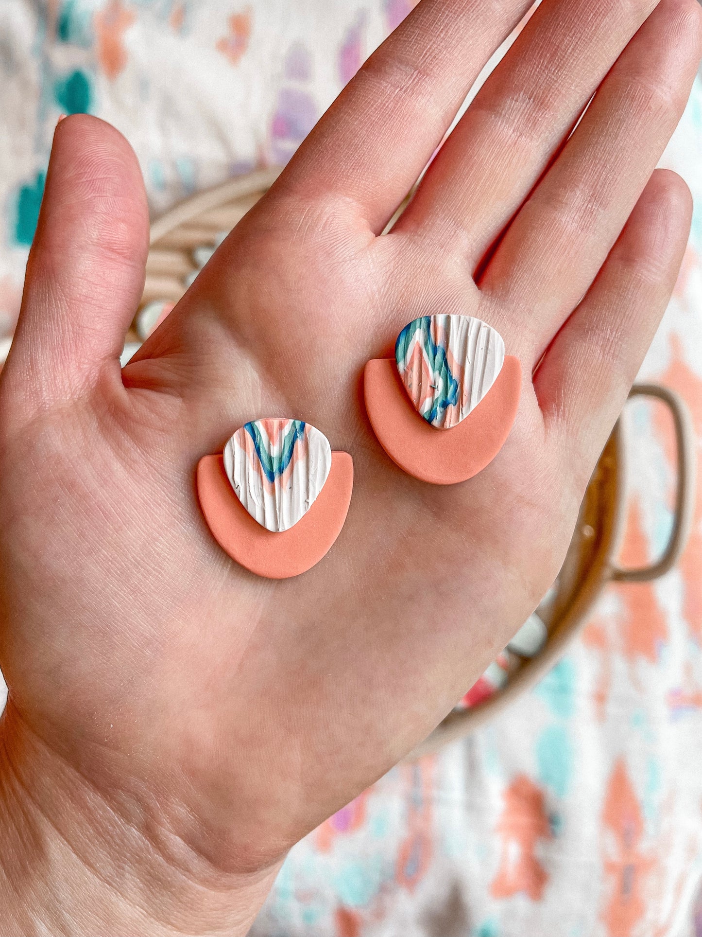 Kilim + Peach Statement Studs // Summer Collection