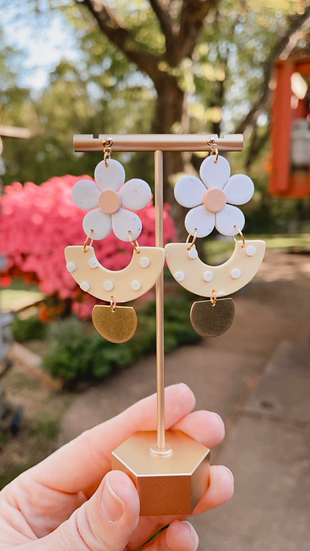 Polka Dot Daisy Dangles // Spring Collection