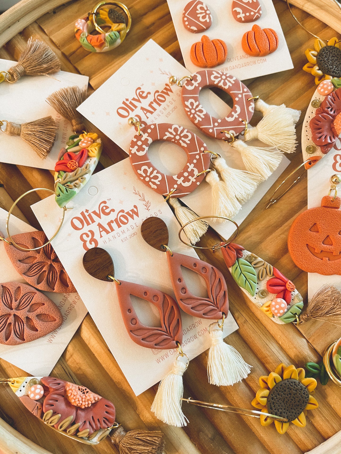 Terracotta Cut Out Dangles w/ Wood Toppers // Fall Collection