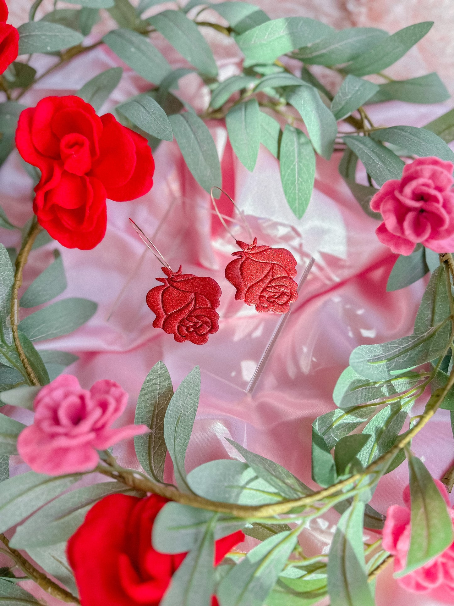Red Rose Glitter Hoops // Vday 2023