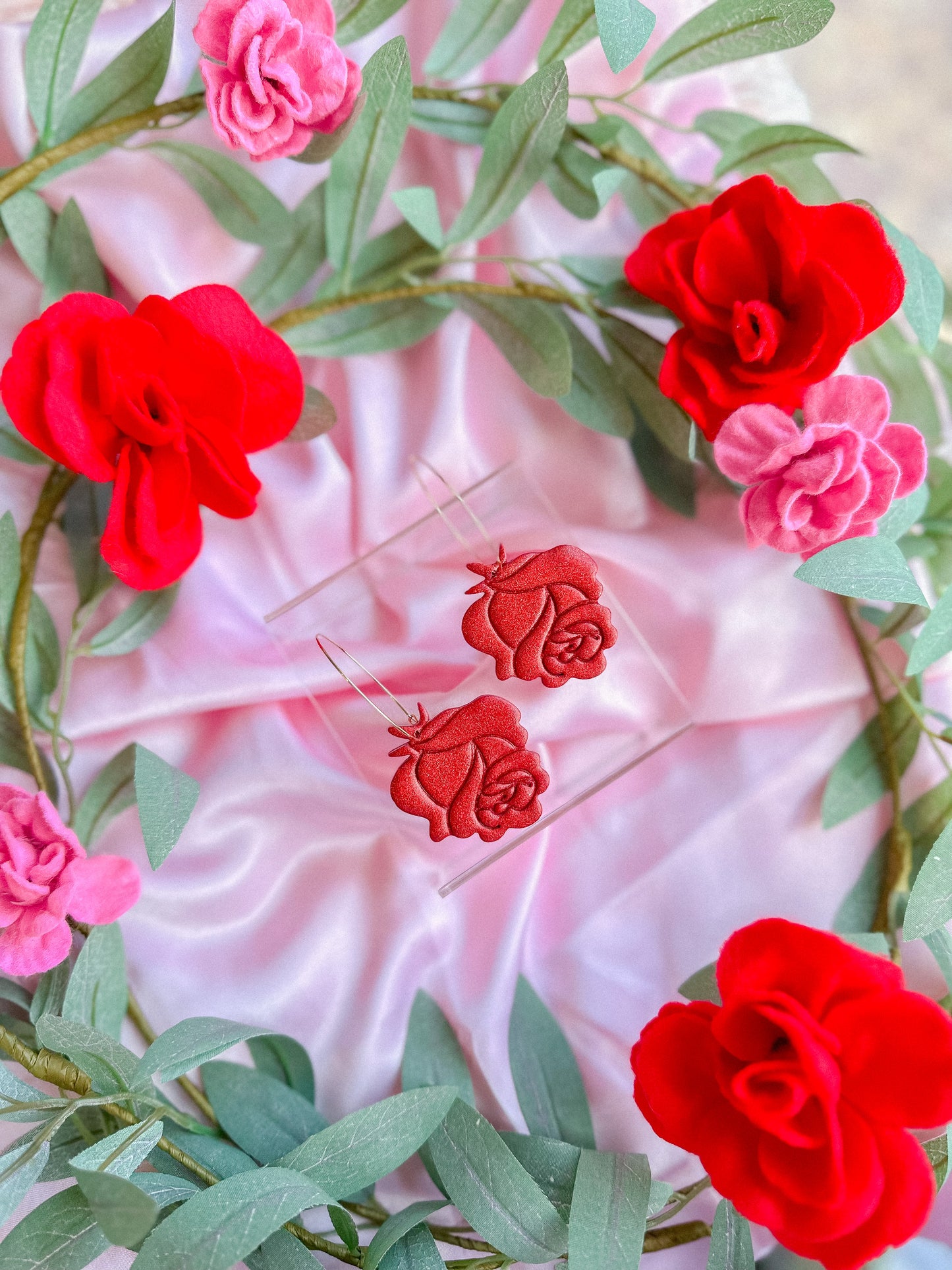 Red Rose Glitter Hoops // Vday 2023