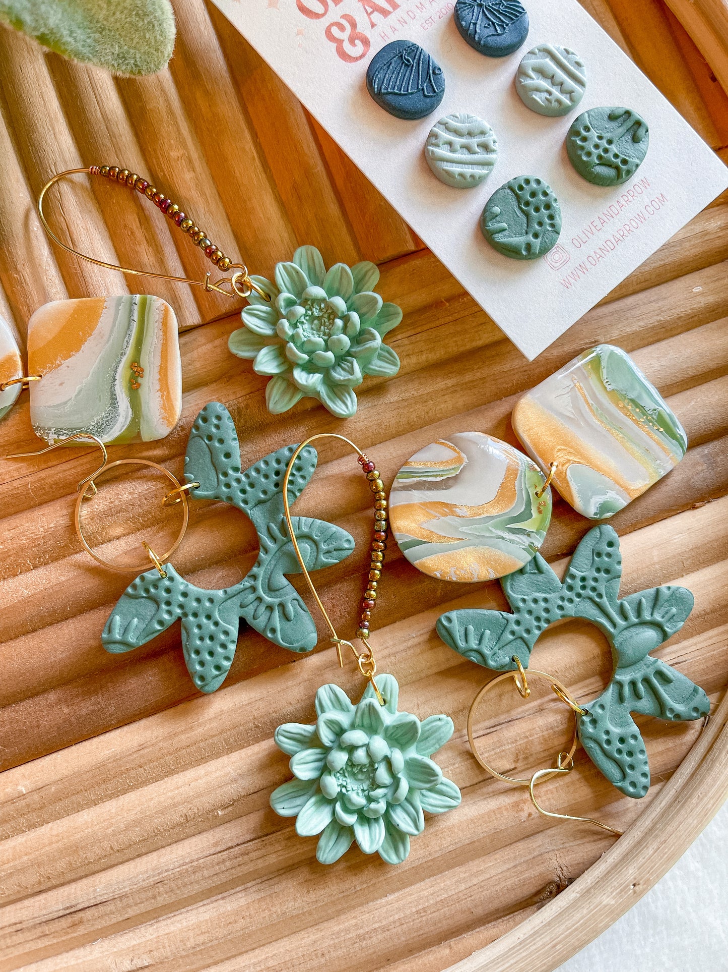 Lemon Leaf Flower Textured Dangles // Jackson Collection