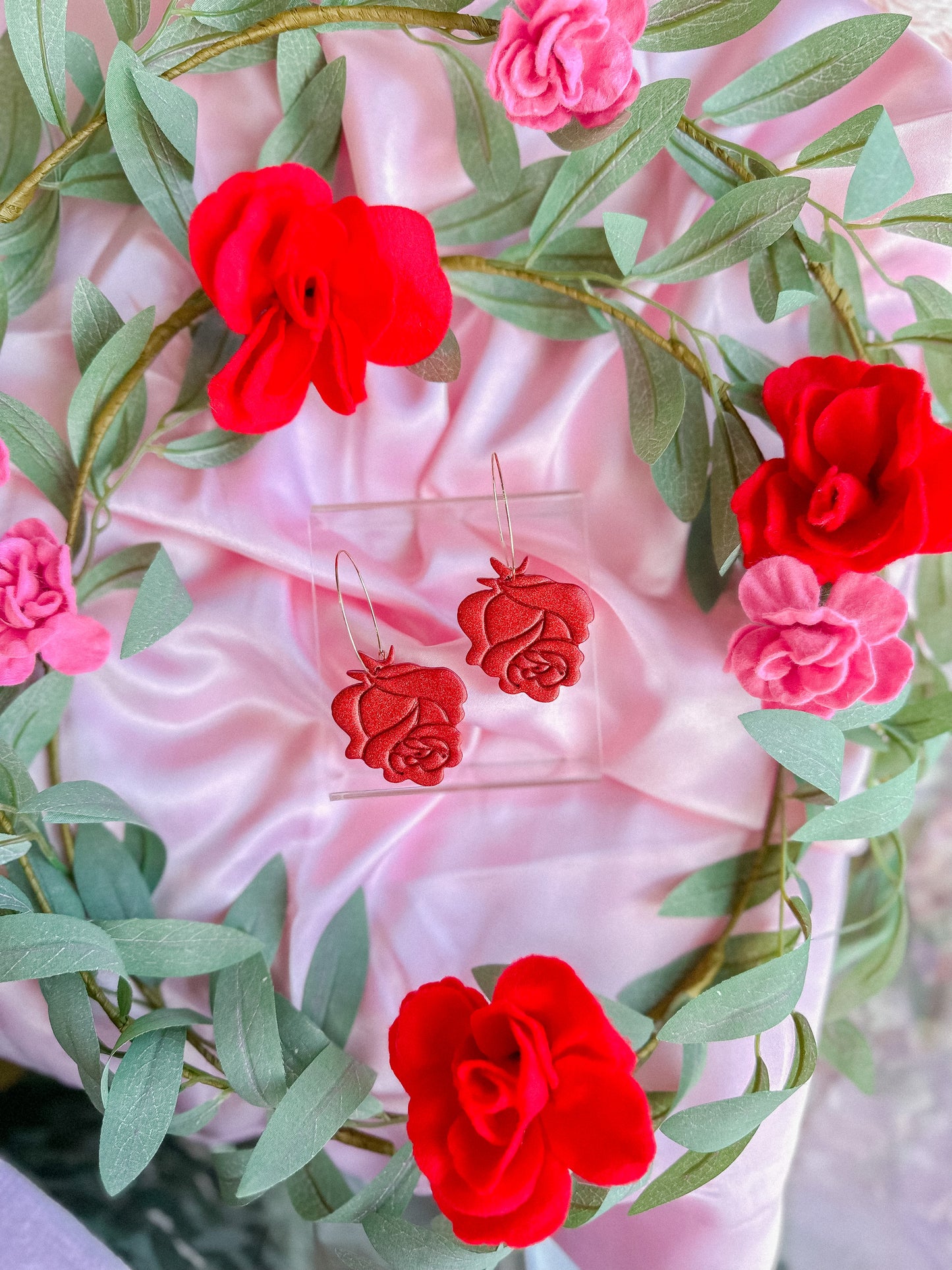 Red Rose Glitter Hoops // Vday 2023