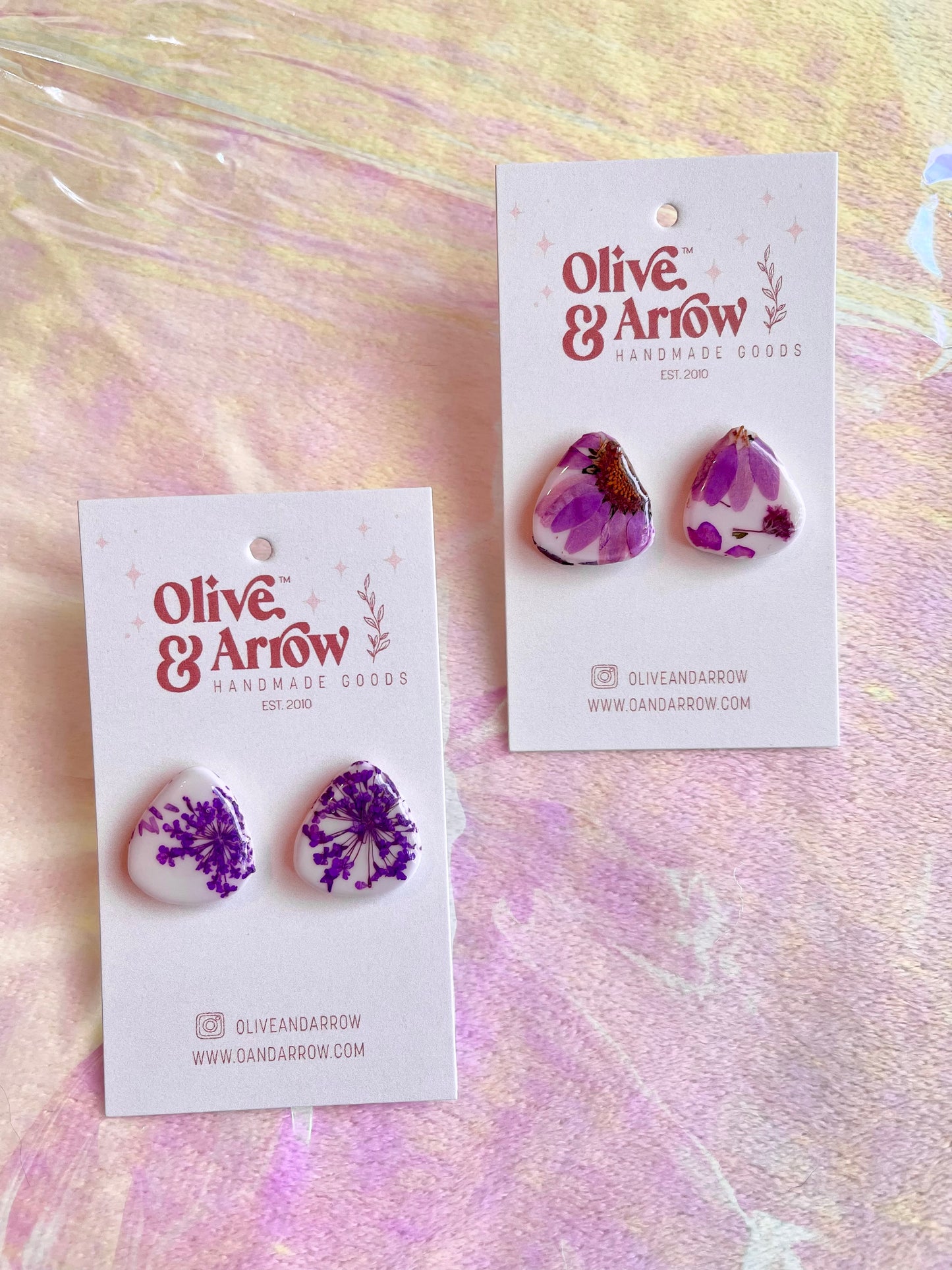 Violet Pressed Floral Studs // Spring Collection