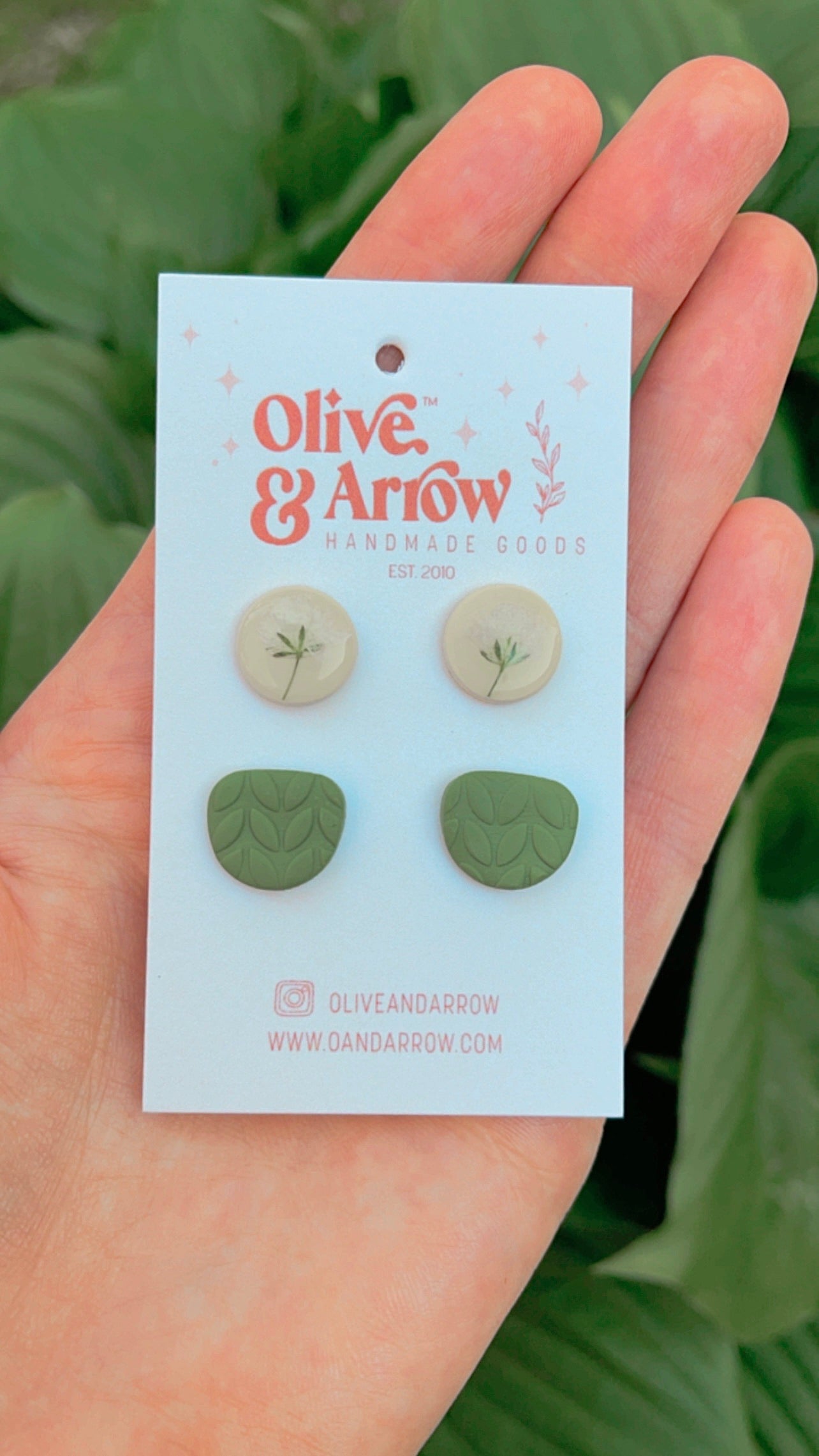 Pressed Flower + Textured Olive Stud Pack // Spring Collection