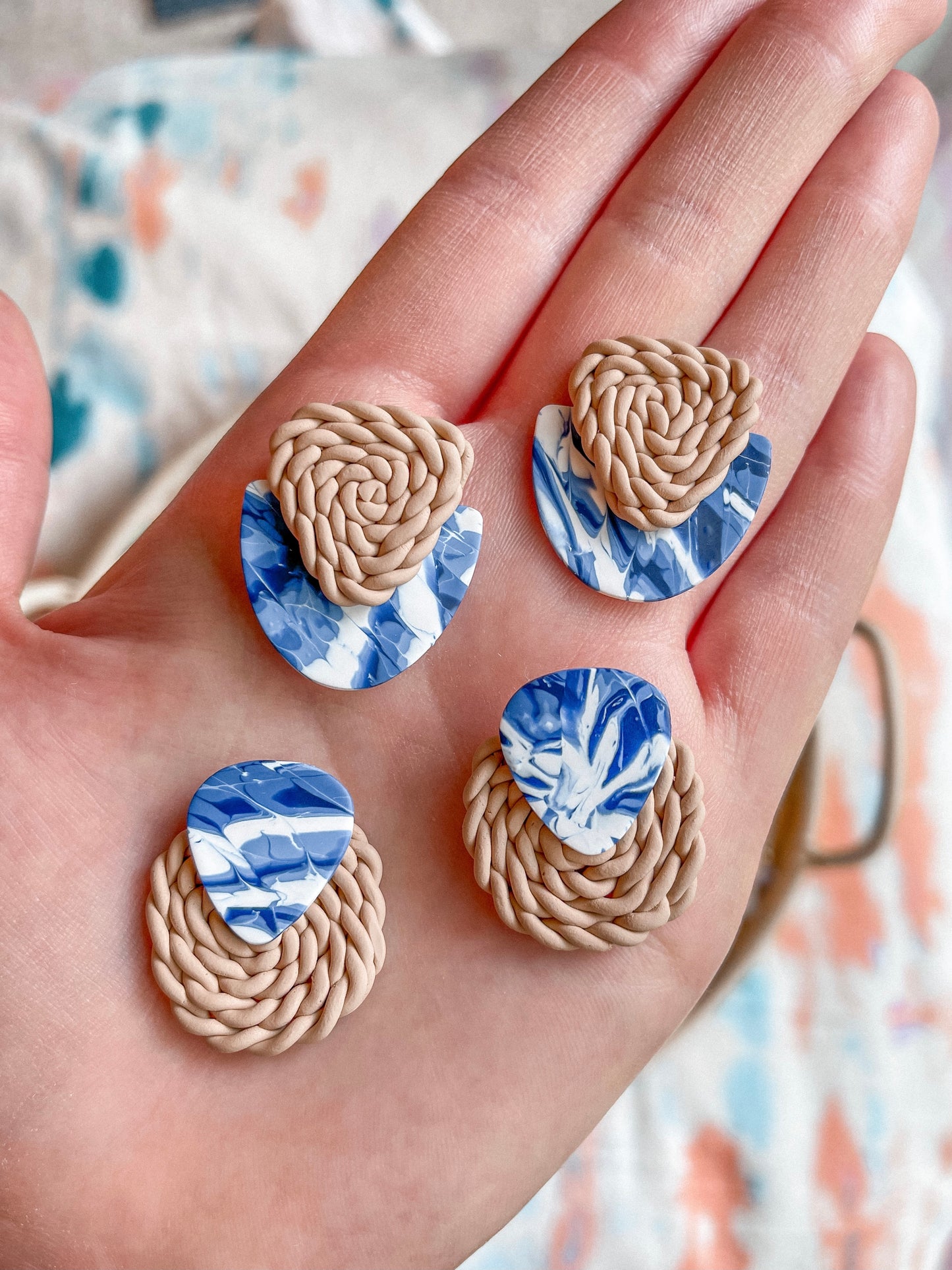 Shibori Tie Dye + Rattan Statement Studs // Summer Collection