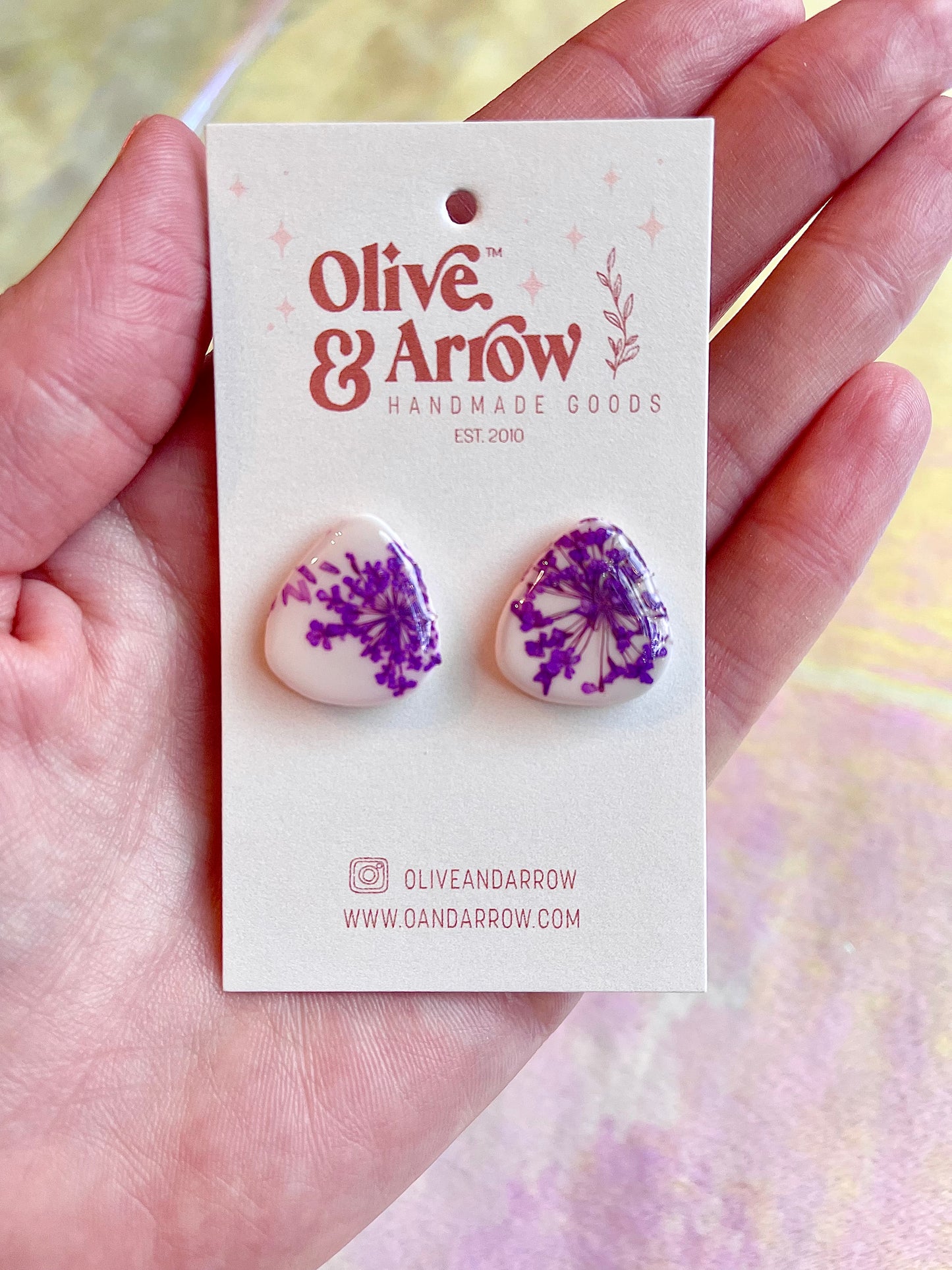 Violet Pressed Floral Studs // Spring Collection