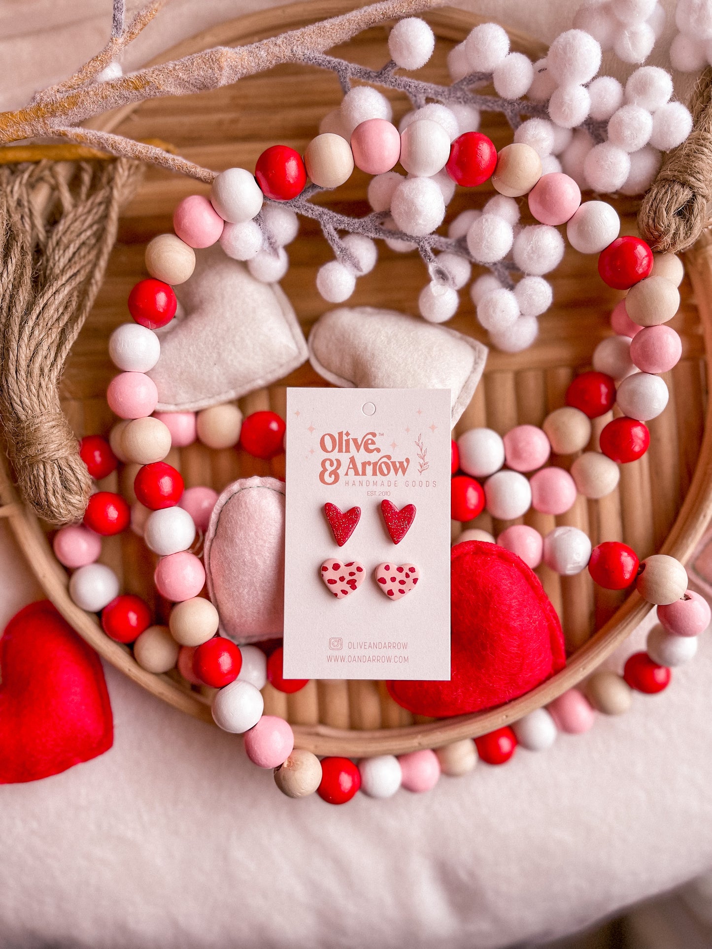 Polka Dots + Red Glitter Hearts Stud Pack // Valentines 2022 Collection