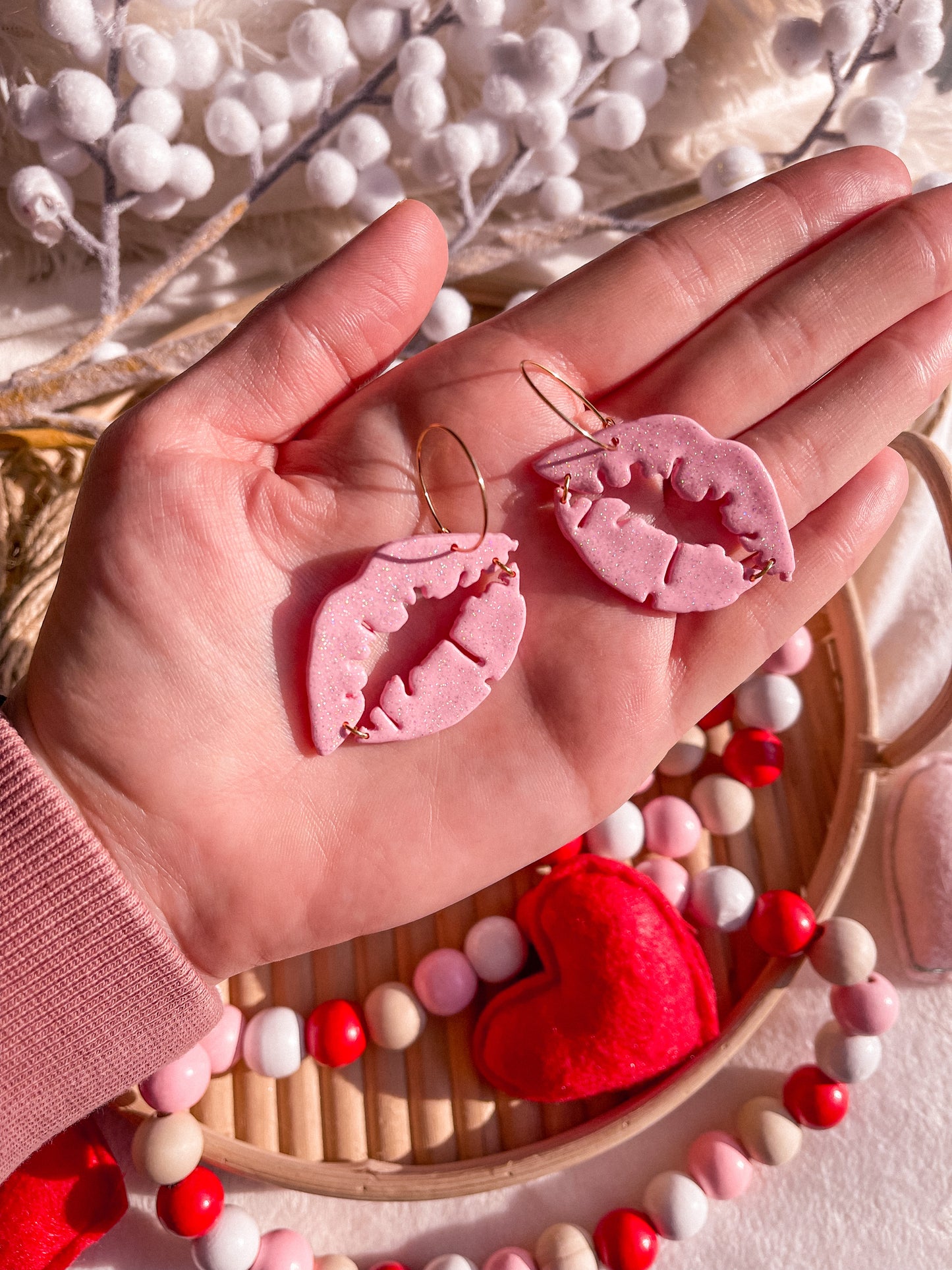 Smooch Pink Glitter Hoops // Valentines 2022 Collection