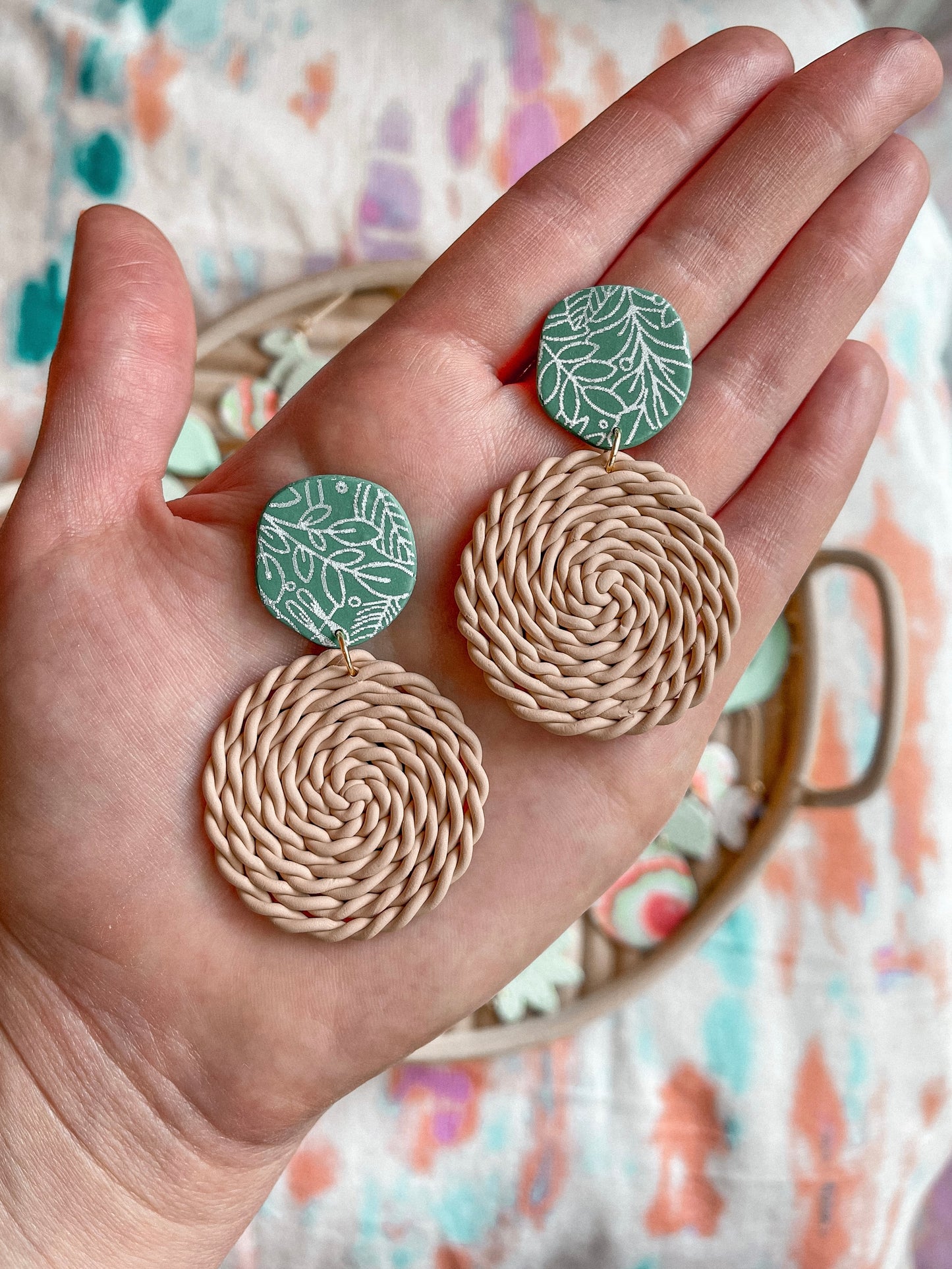 Rattan + Plants Print Dangles // Summer Collection