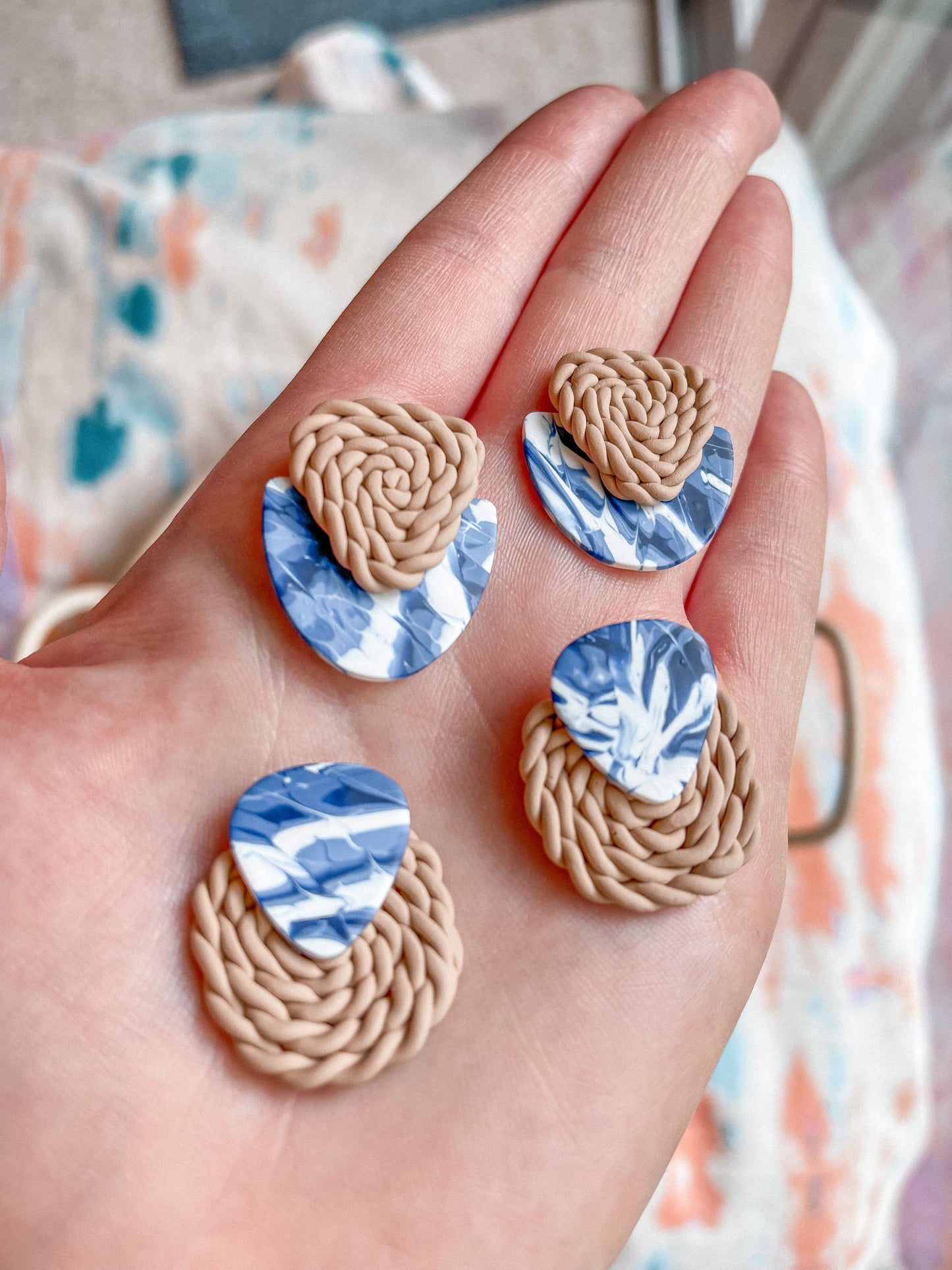 Shibori Tie Dye + Rattan Statement Studs // Summer Collection