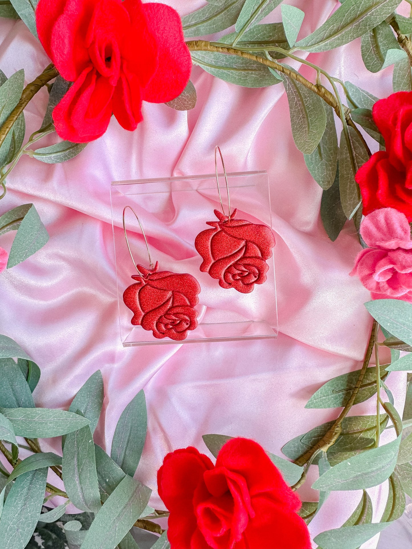 Red Rose Glitter Hoops // Vday 2023