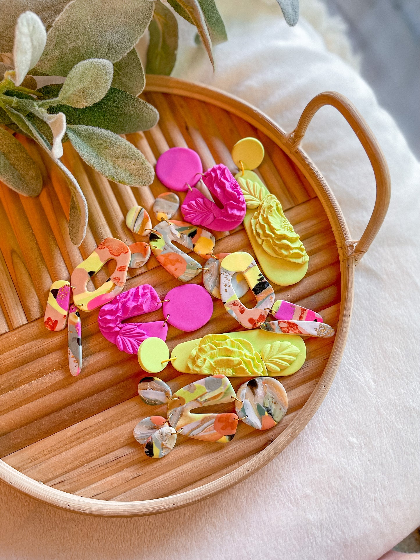 Monochrome Pink Raised Floral Arch Dangles // Jackson Collection