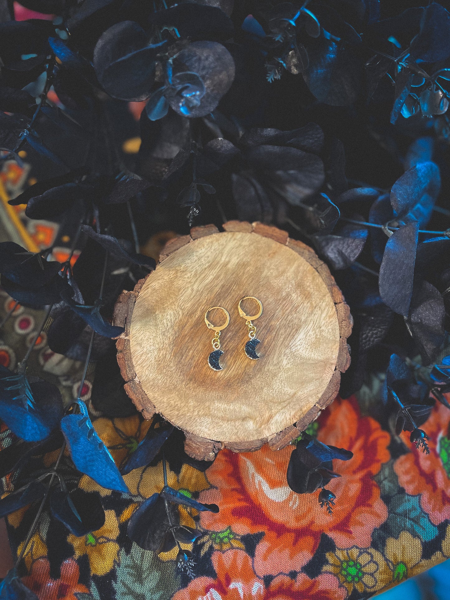 Druzy Black Moon Huggie Hoops // Fall Collection