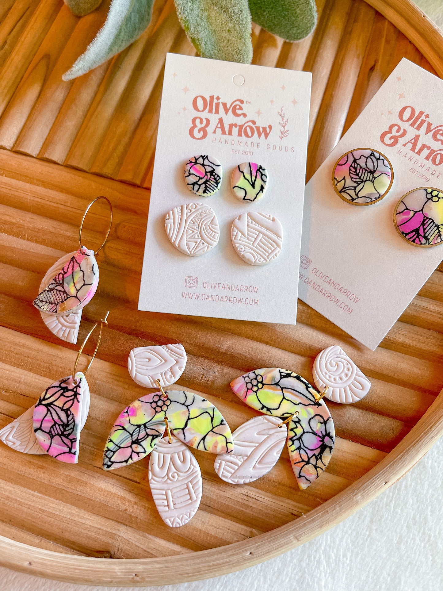 Floral Scrappy Round Studs // Jackson Collection