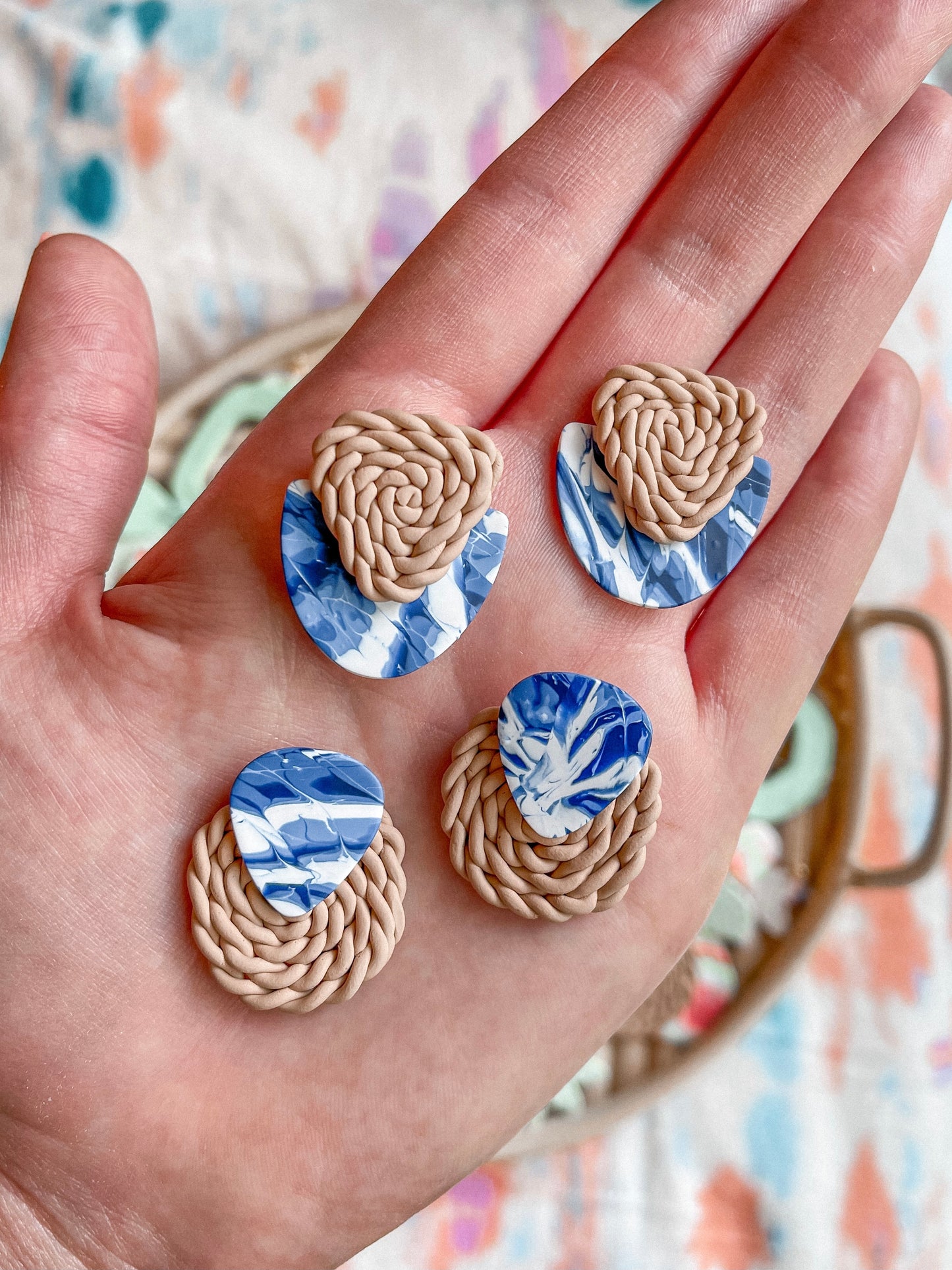 Shibori Tie Dye + Rattan Statement Studs // Summer Collection