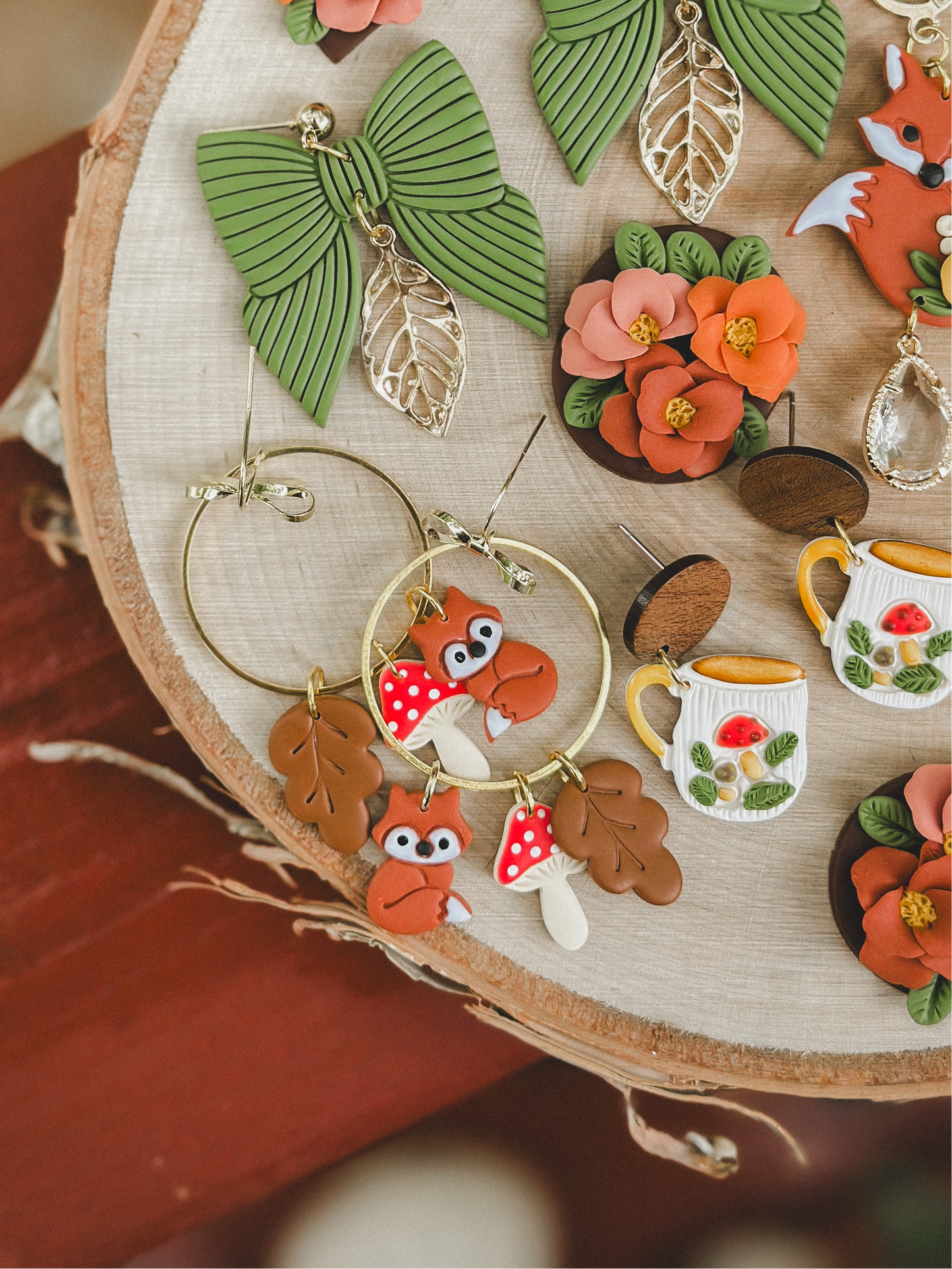 Fall Charms Hoops with Bow Hooks