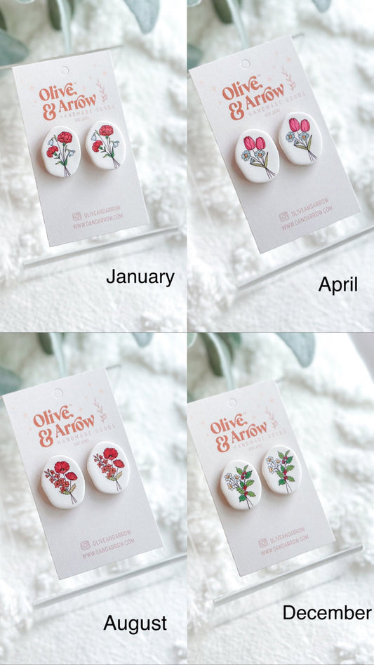 Birth Month Flower Studs