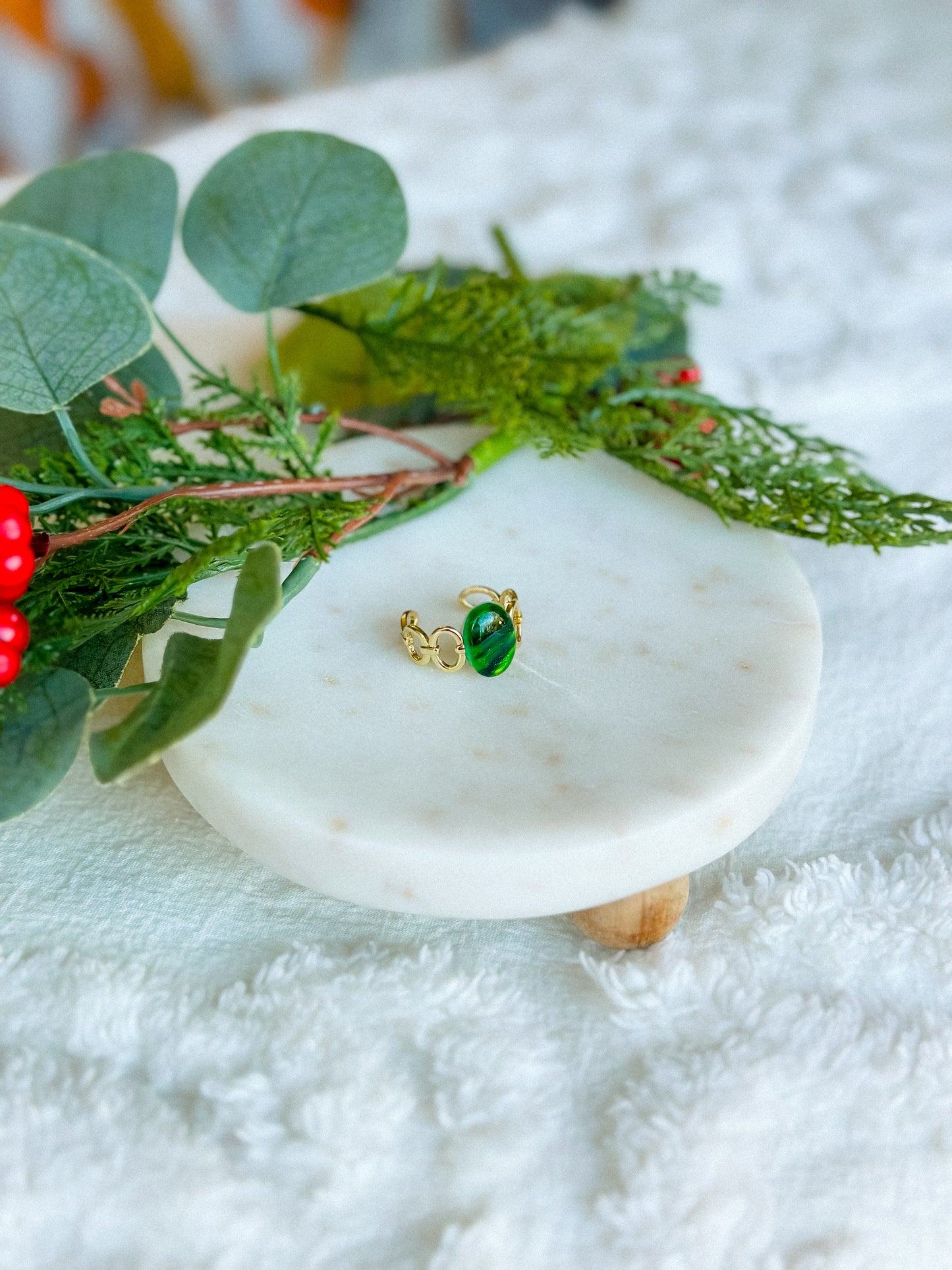 Wicked Emerald City Stained Glass Adjustable Ring