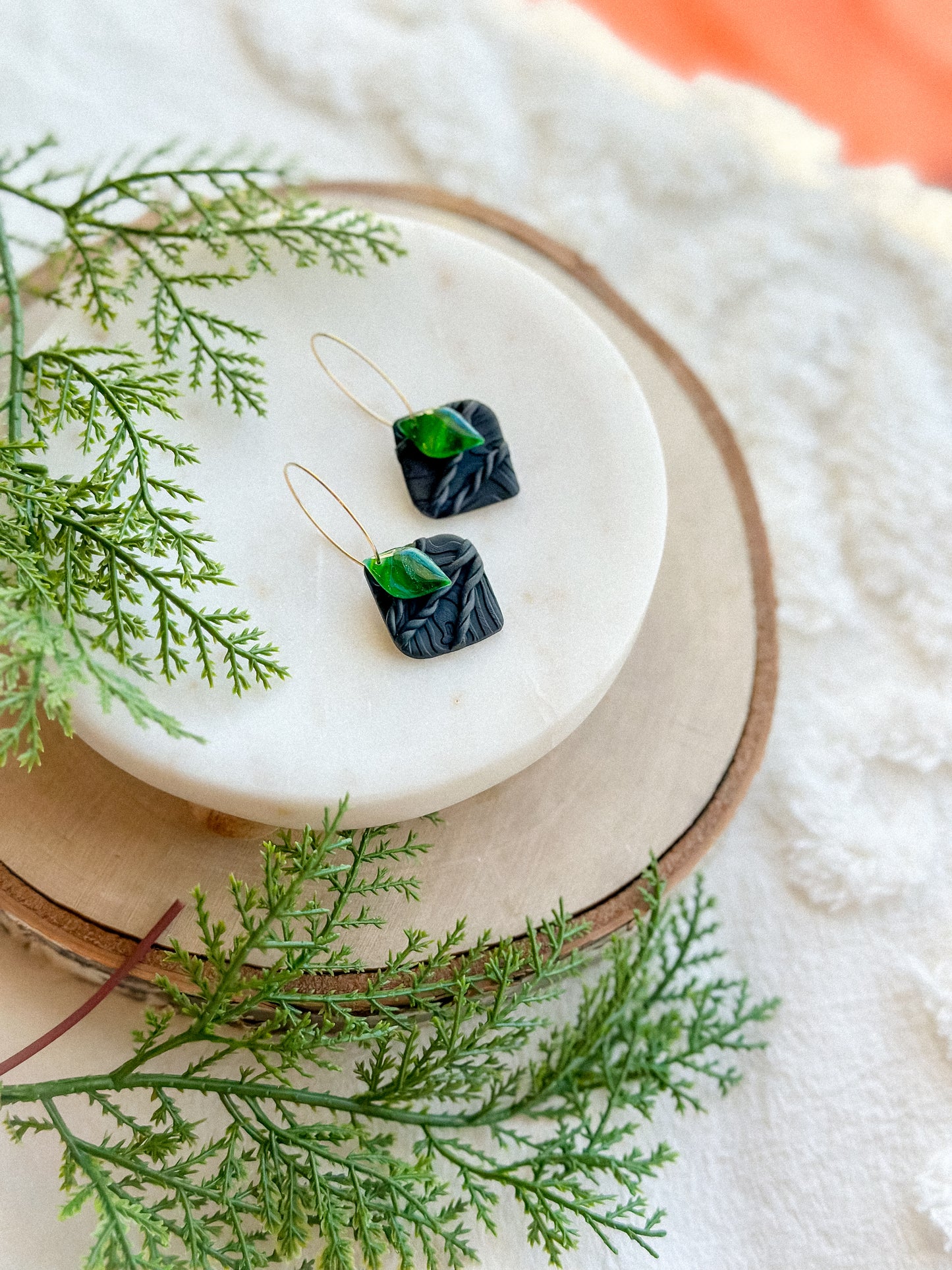 Wicked Elphaba’s Dress Textured Stained Glass Hoops