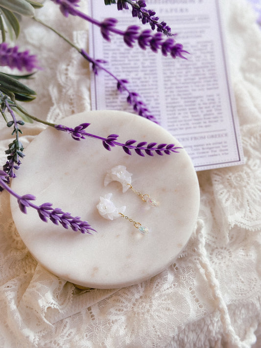 Translucent Floral Prism Moon Studs