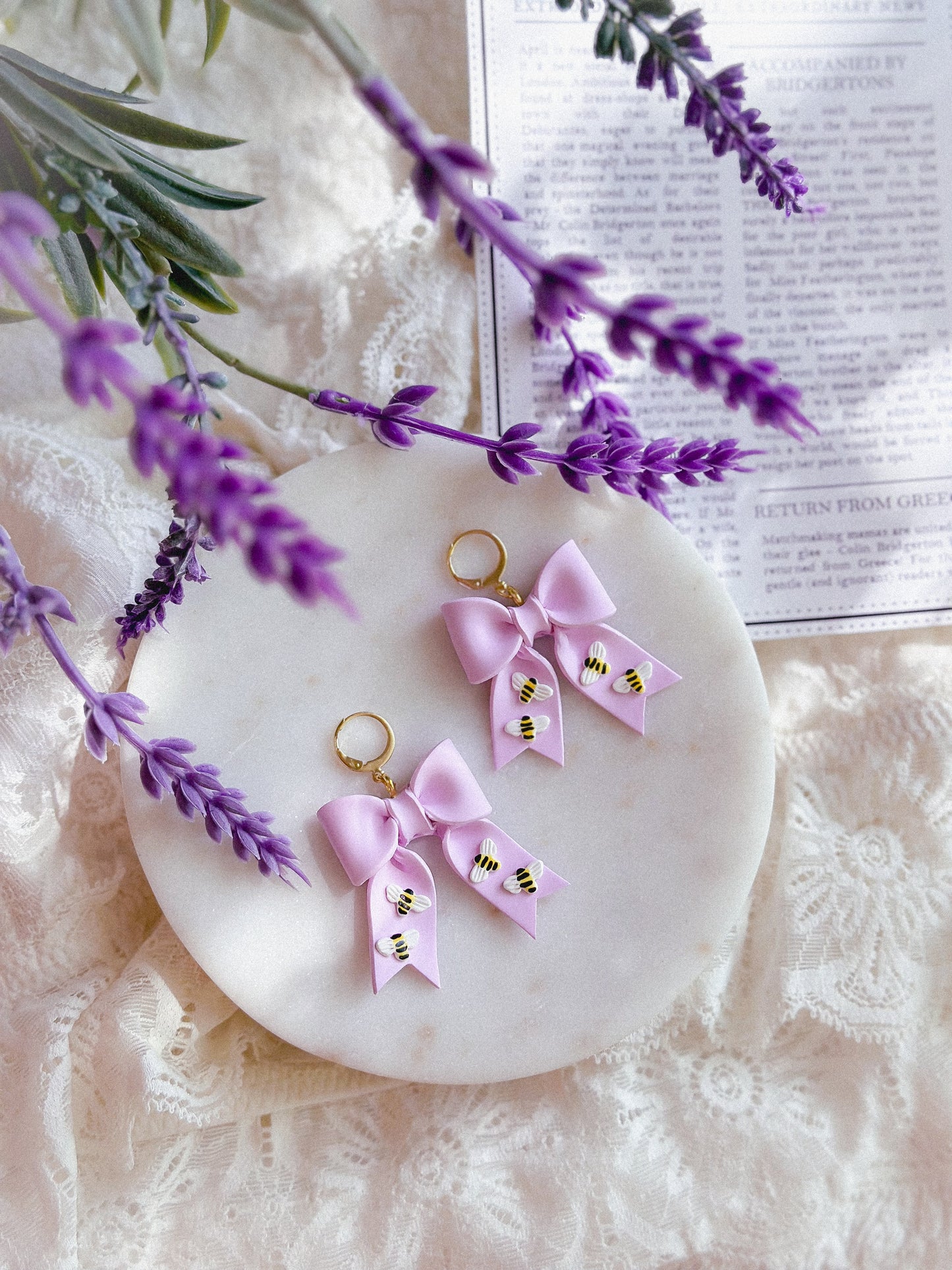 Lilac Bee Bow Drops