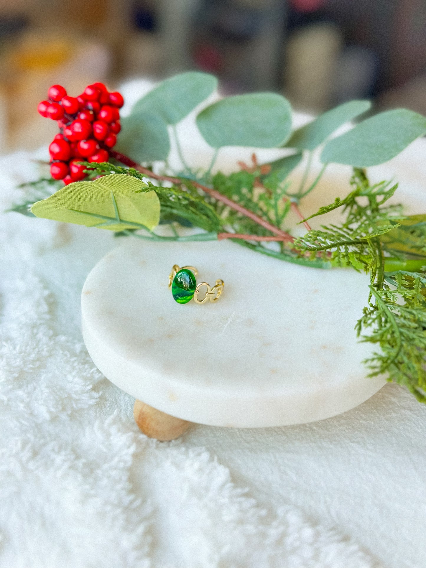 Wicked Emerald City Stained Glass Adjustable Ring