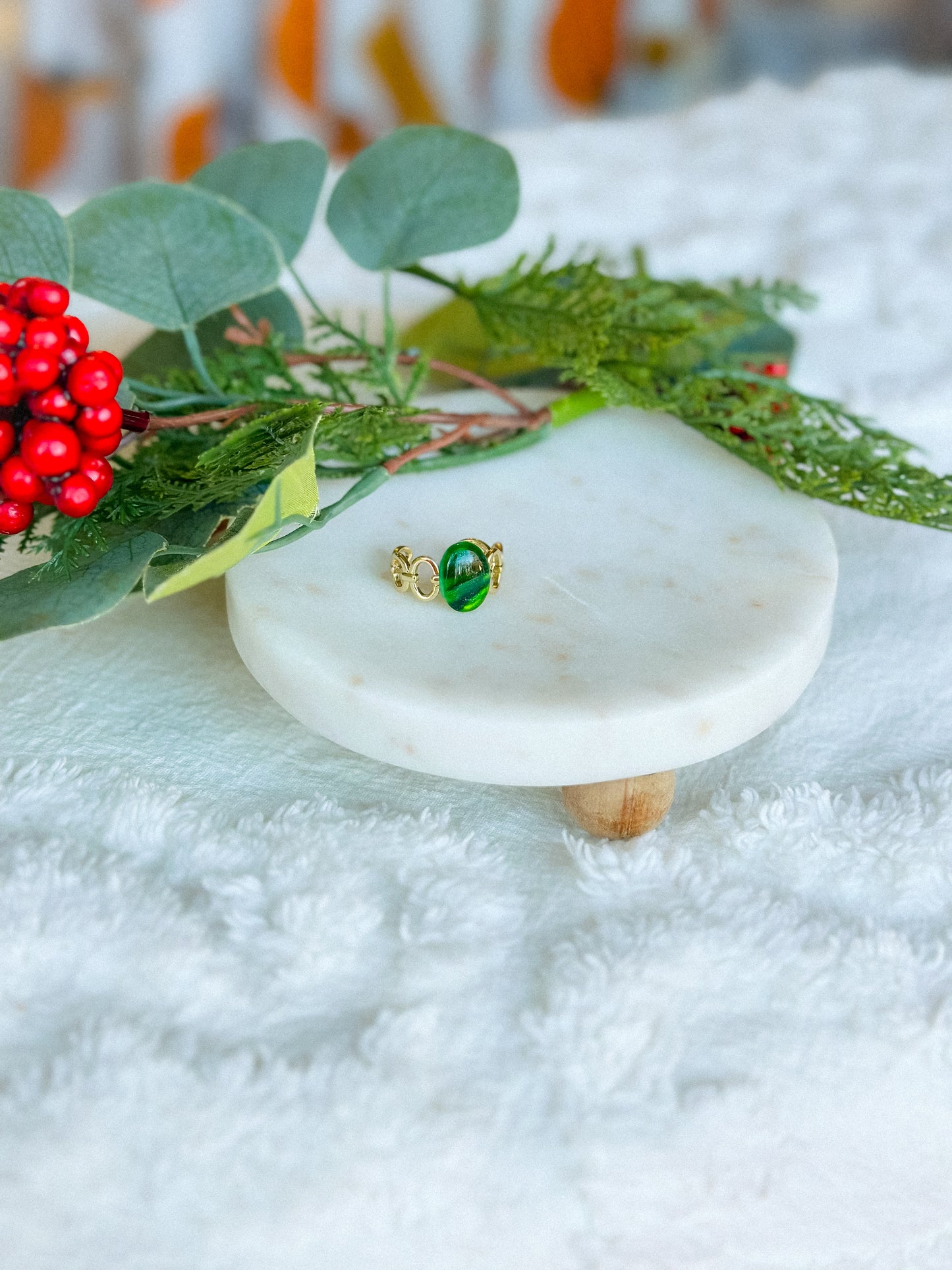 Wicked Emerald City Stained Glass Adjustable Ring