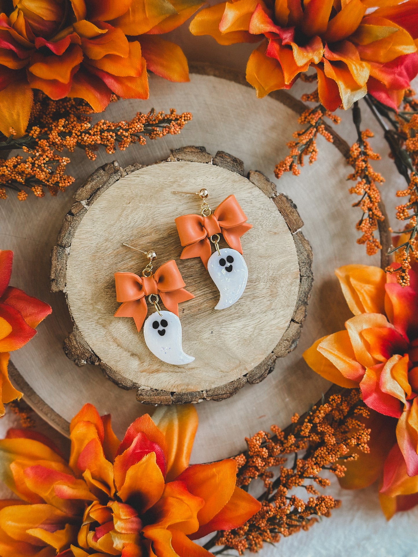 Opal Ghosties with Pumpkin Bows