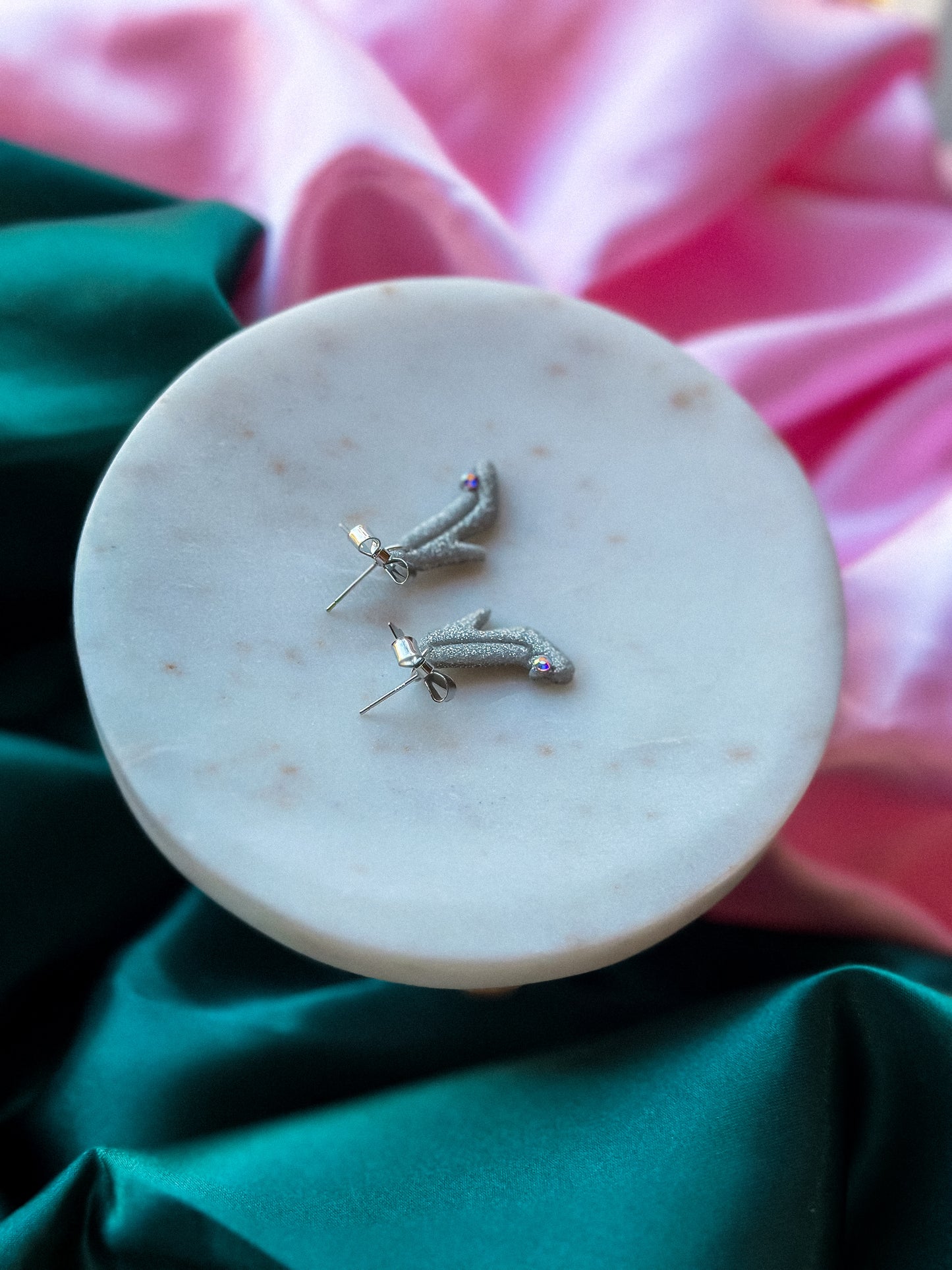 Wicked Silver slippers earrings bow dangle earrings handmade polymer clay Wizard of Oz earrings