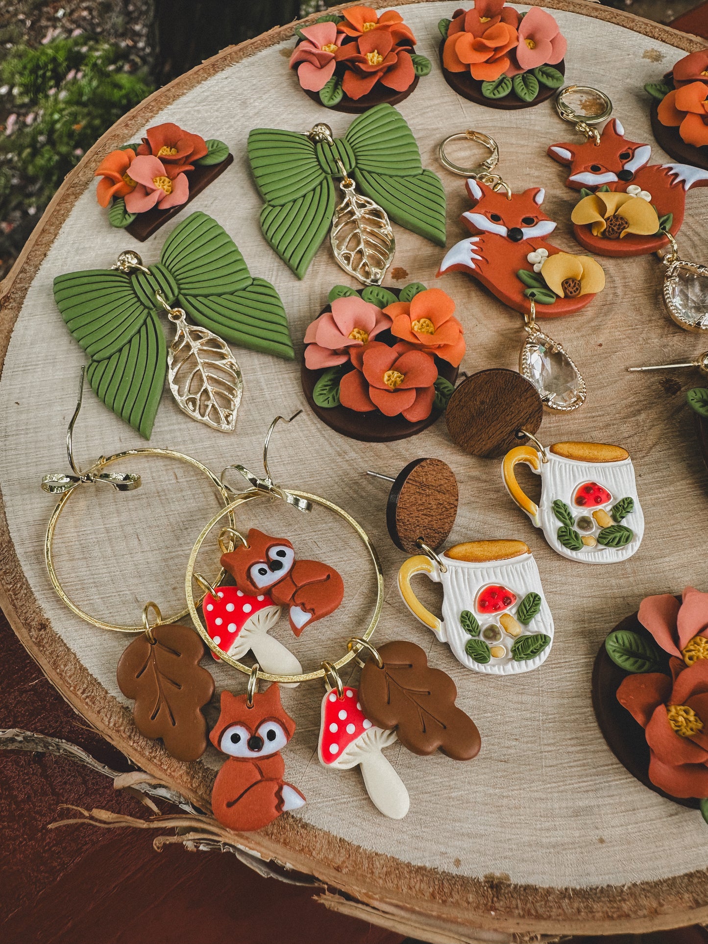 Fall Charms Hoops with Bow Hooks