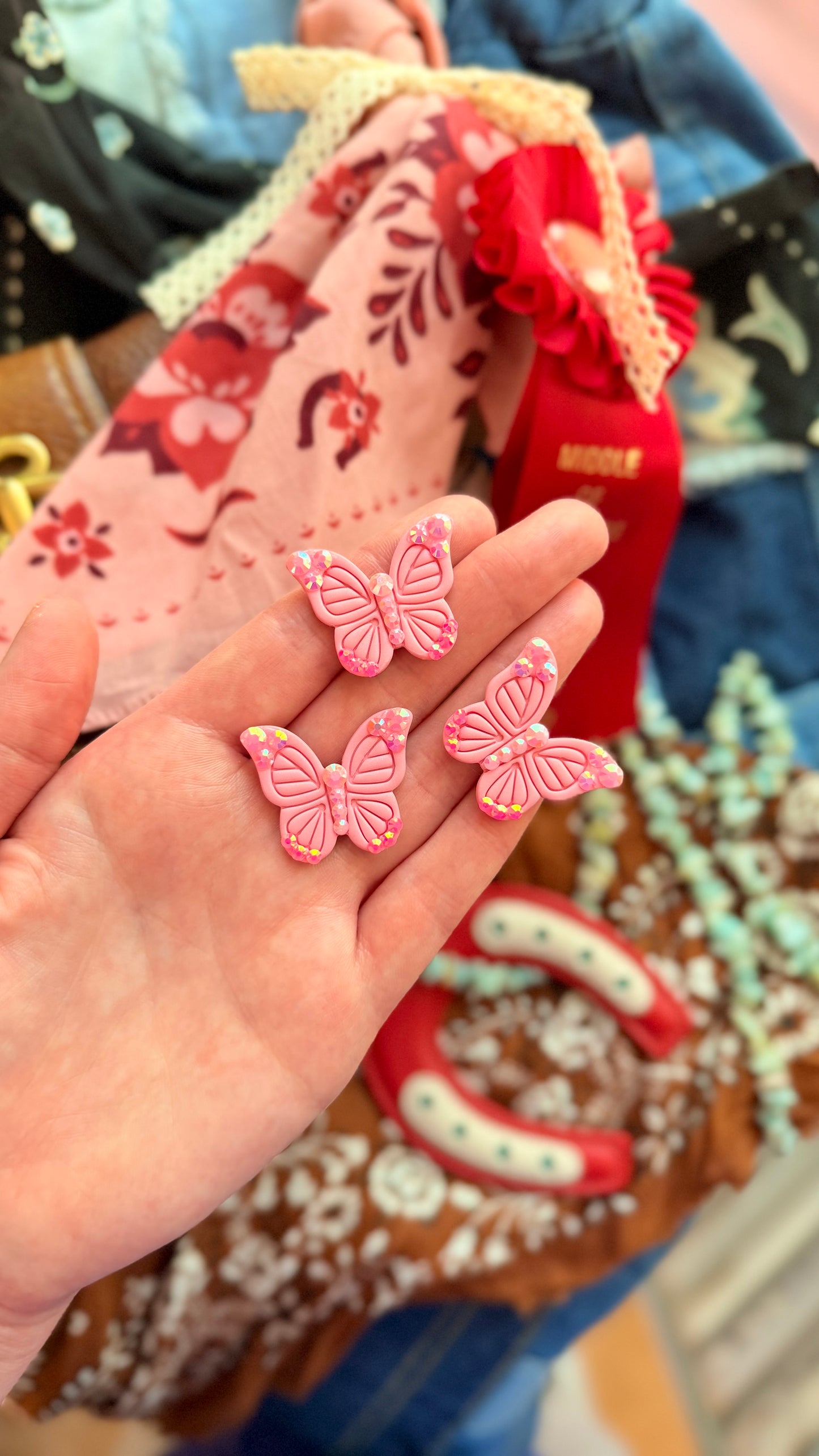 Pink Rhinestone Butterfly Pin / Brooch | Dolly Inspired Sparkly Butterfly