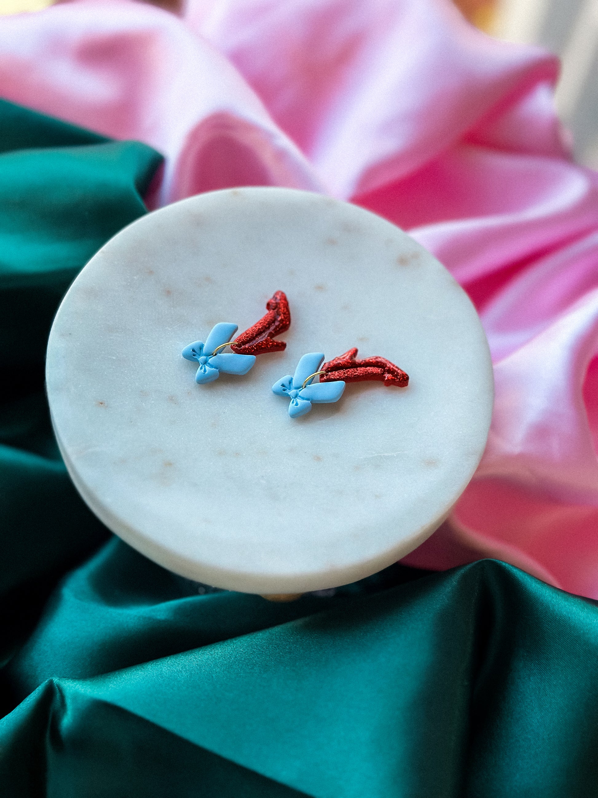 Wizard of Oz earrings handmade polymer clay earrings ruby slipper earrings