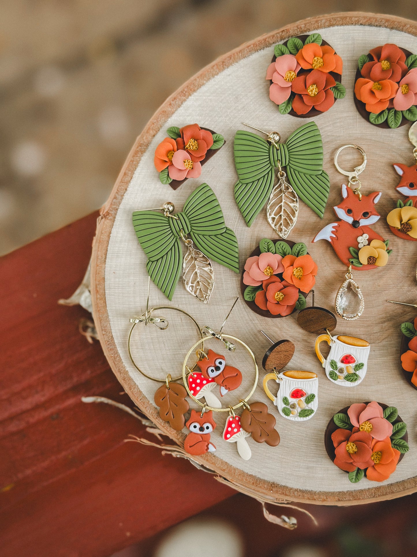 Fall Charms Hoops with Bow Hooks