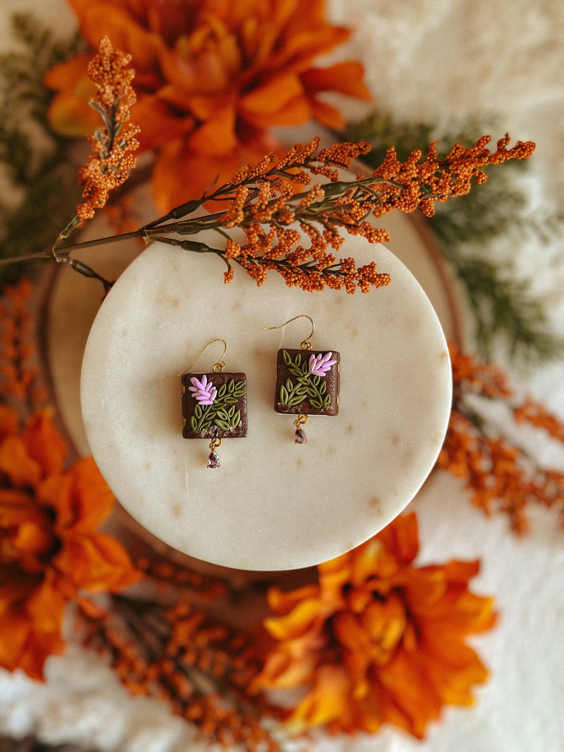 Practical Magic Spell Book Drops polymer clay earrings witchy book motif