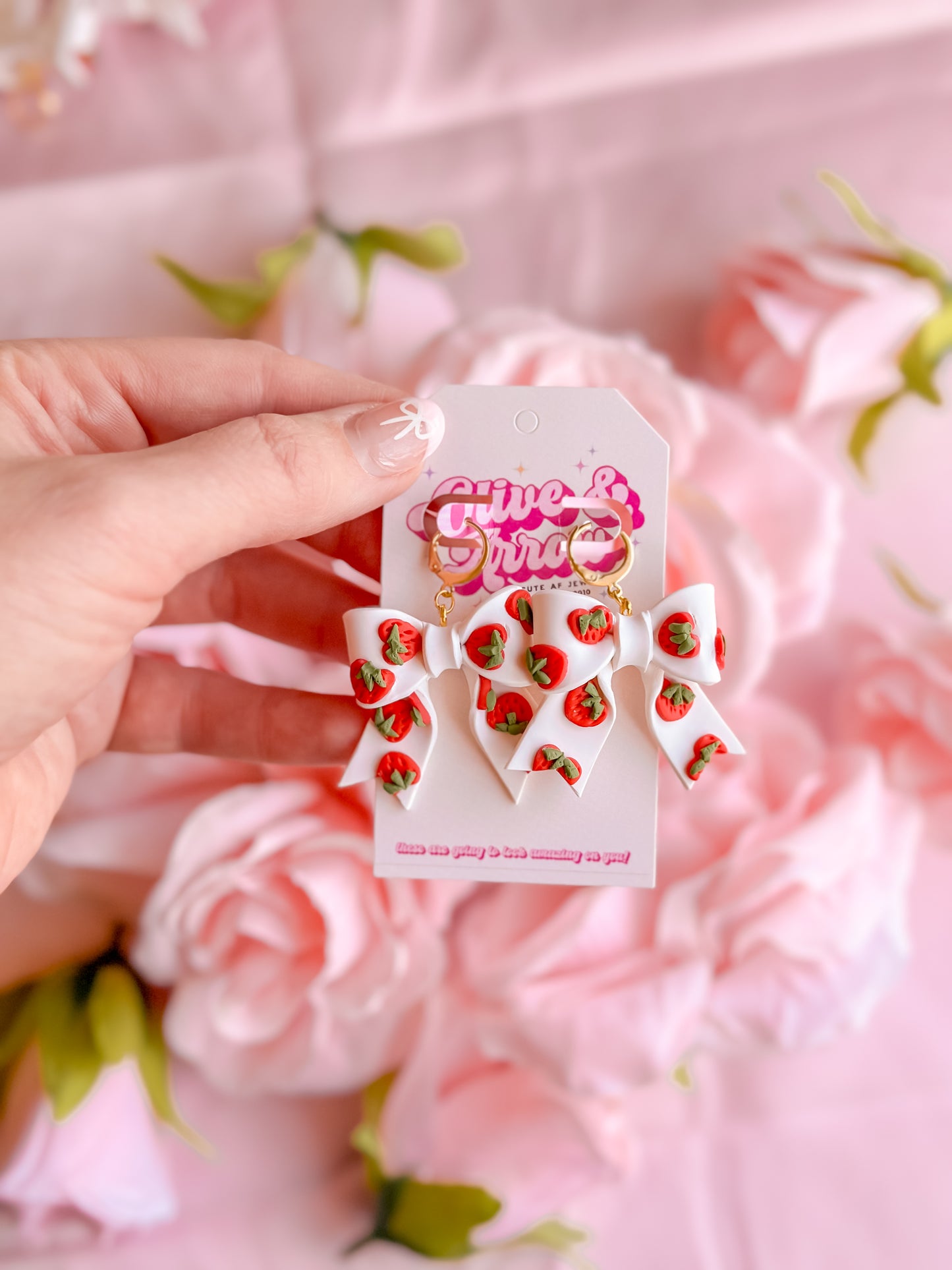 IMPERFECT Mini Strawberry Bows Dangles