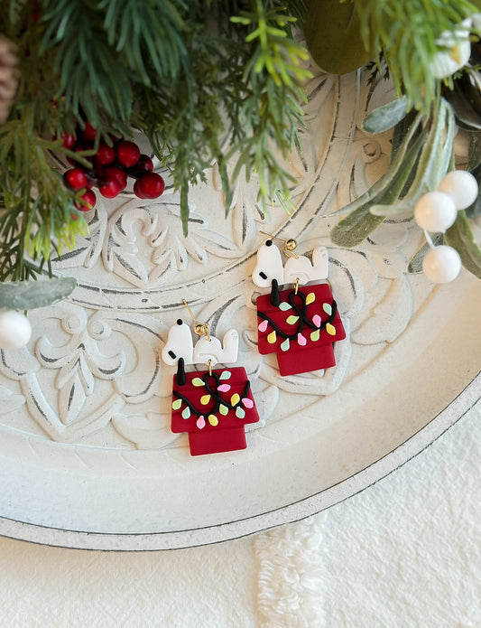 Discounted Snoopy Xmas Dangles- Darker Red