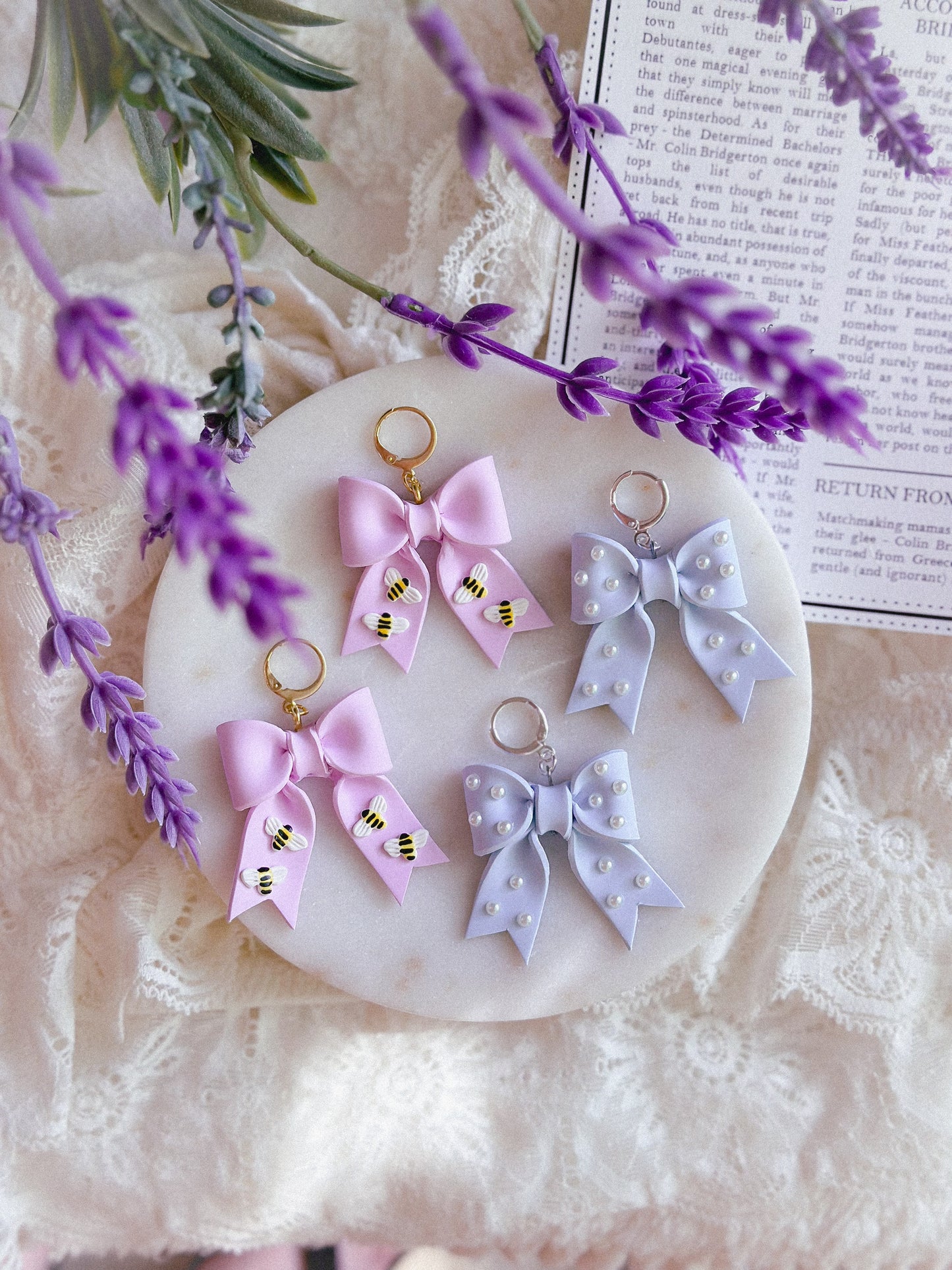 Lilac Bee Bow Drops